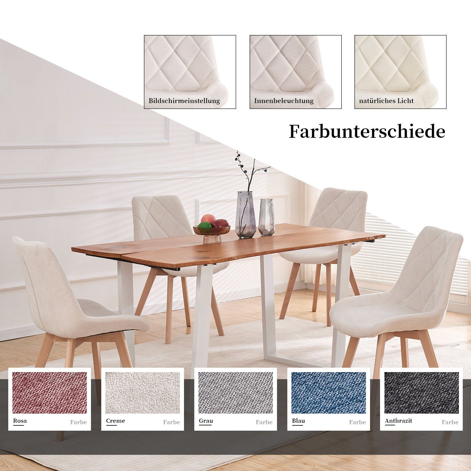 2 Sitzschale, Polster, St), B&D Holzbeine Set, Creme Esszimmerstuhl TANIA home (2er Esszimmerstuhl