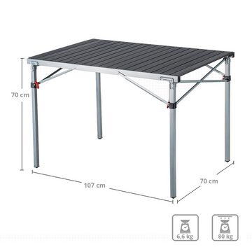 KingCamp Campingtisch Campingtisch Camping Rolltisch, Klapptisch Garten Falttisch Alu 107x70cm