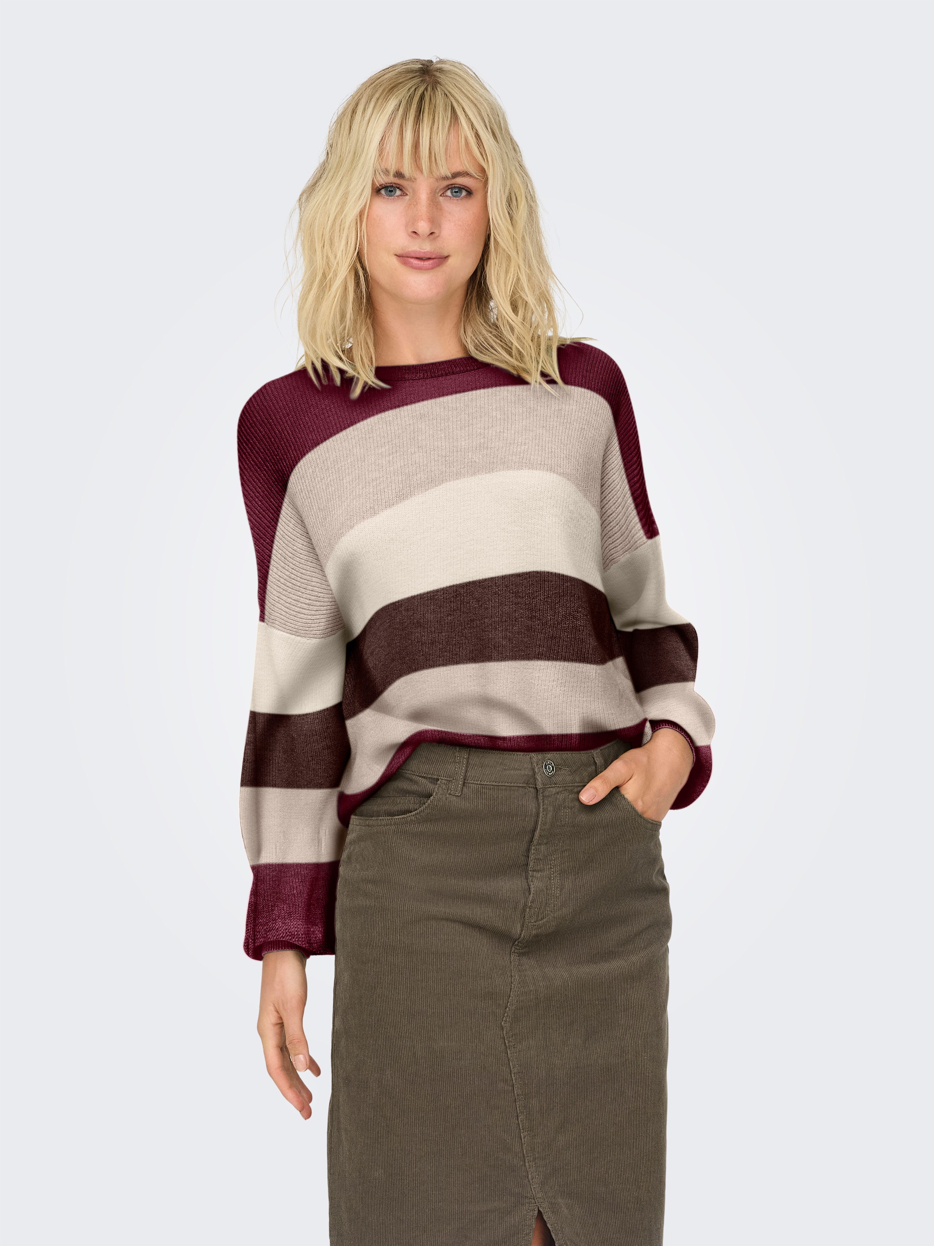 ONLY Strickpullover ONLATIA L/S STRIPE PULLOVER KNT NOOS Viskosemischung, regular fit