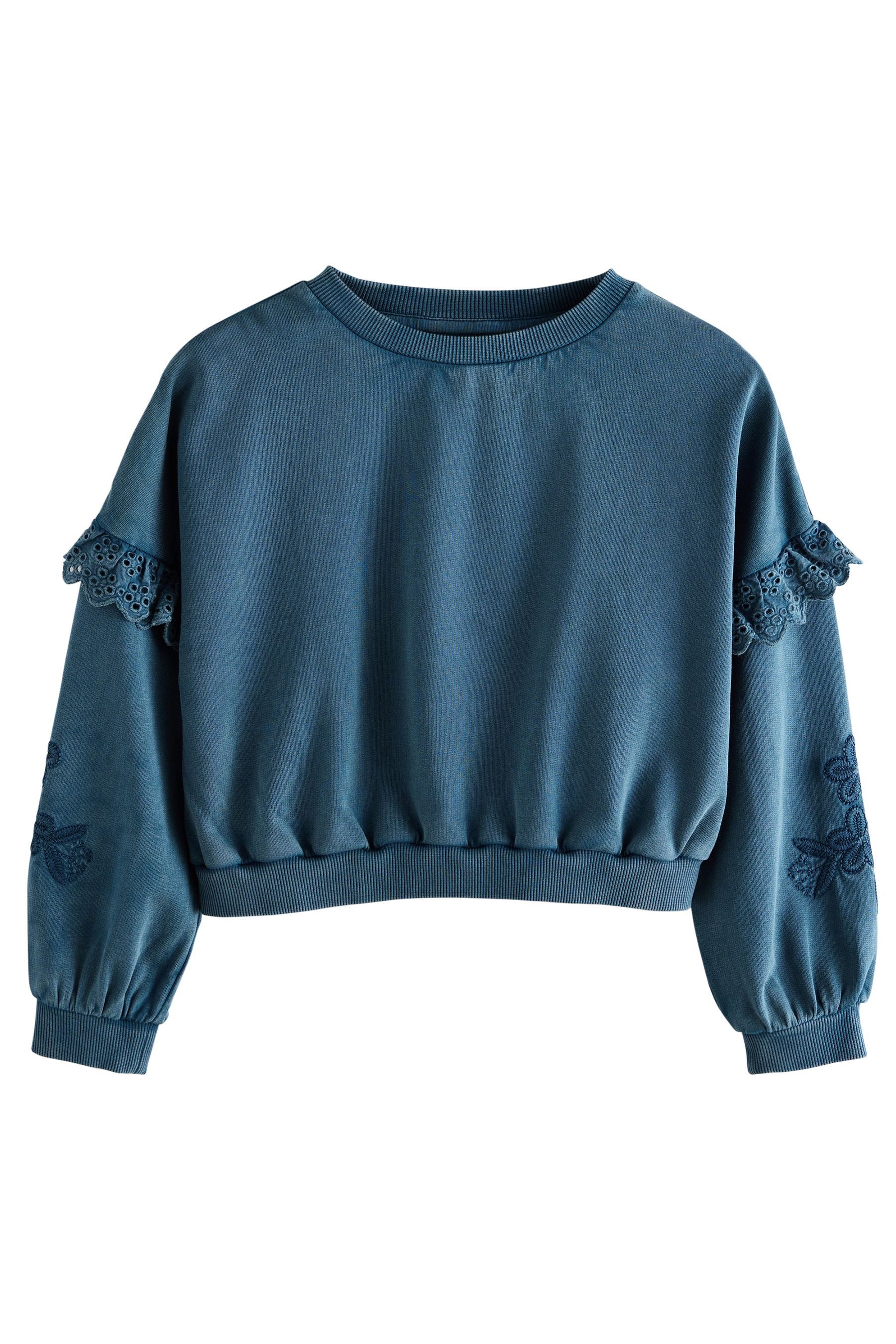 Next Sweater Kastiges Langarm-Sweathirt mit Stickerei günstig online kaufen
