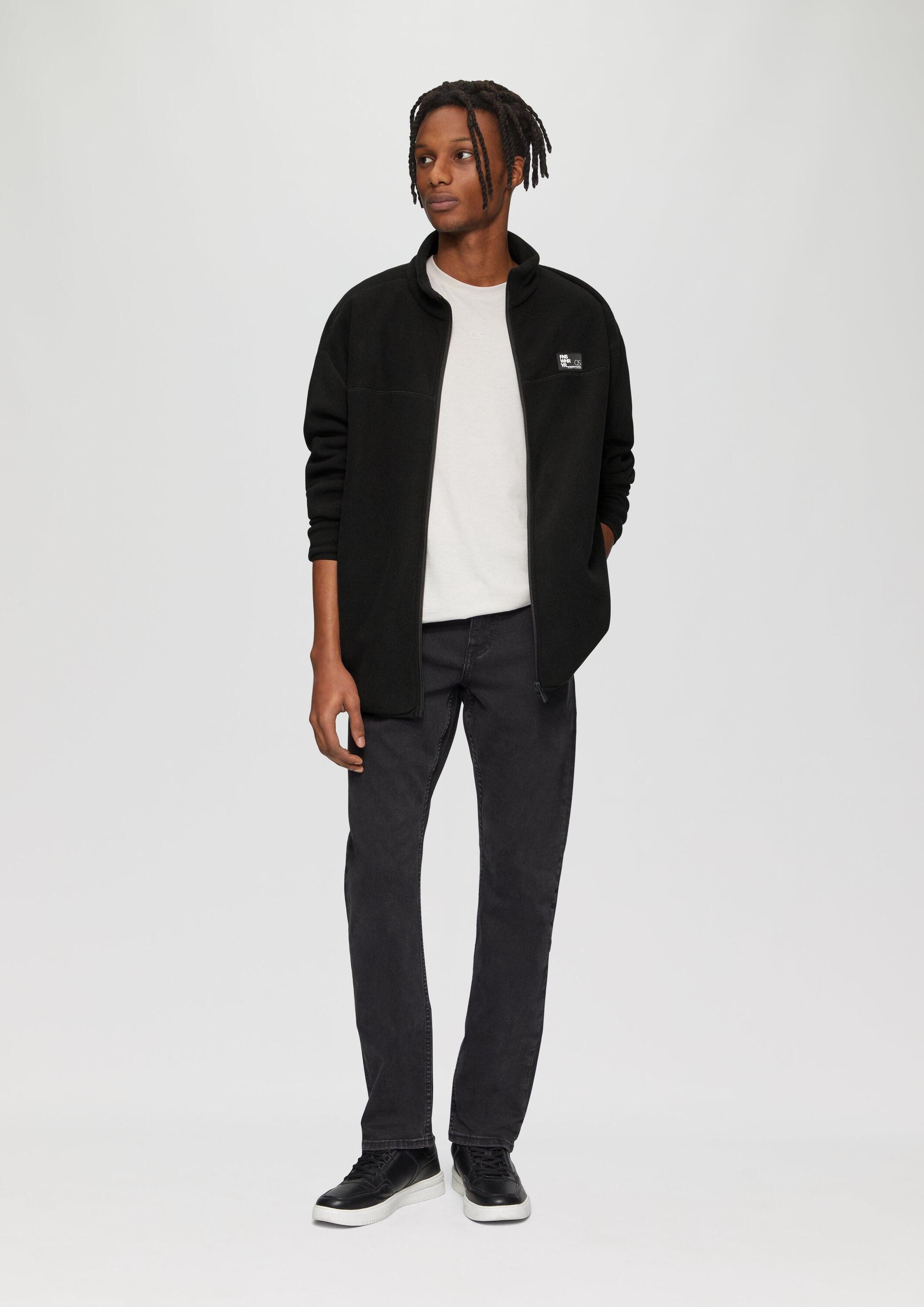QS Sweatjacke Sweatshirt Jacke Fleecejacke mit Stehkragen