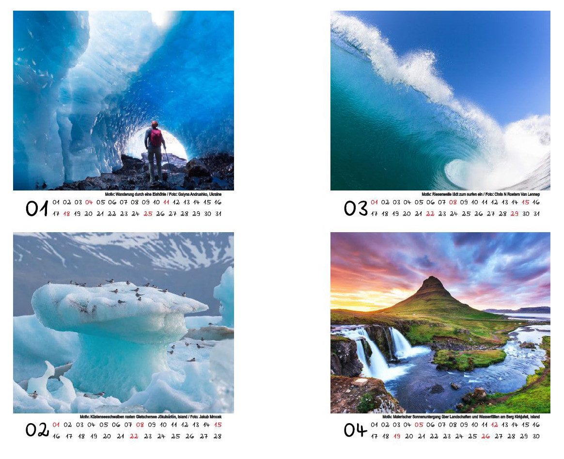 Seelenzauber Tischkalender Wasserzauber Tischkalender 10cm x 10cm für 2026 Wasser und Wasserfälle