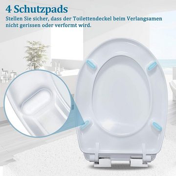 AUFUN WC-Sitz mit Absenkautomatik Toilettensitz WC Klodeckel und Softclose (Insgesamt 15 verschiedene Druckdesigns), Toilettensitz aus Hartplastik Antibakteriell Klodeckel Universal Größe