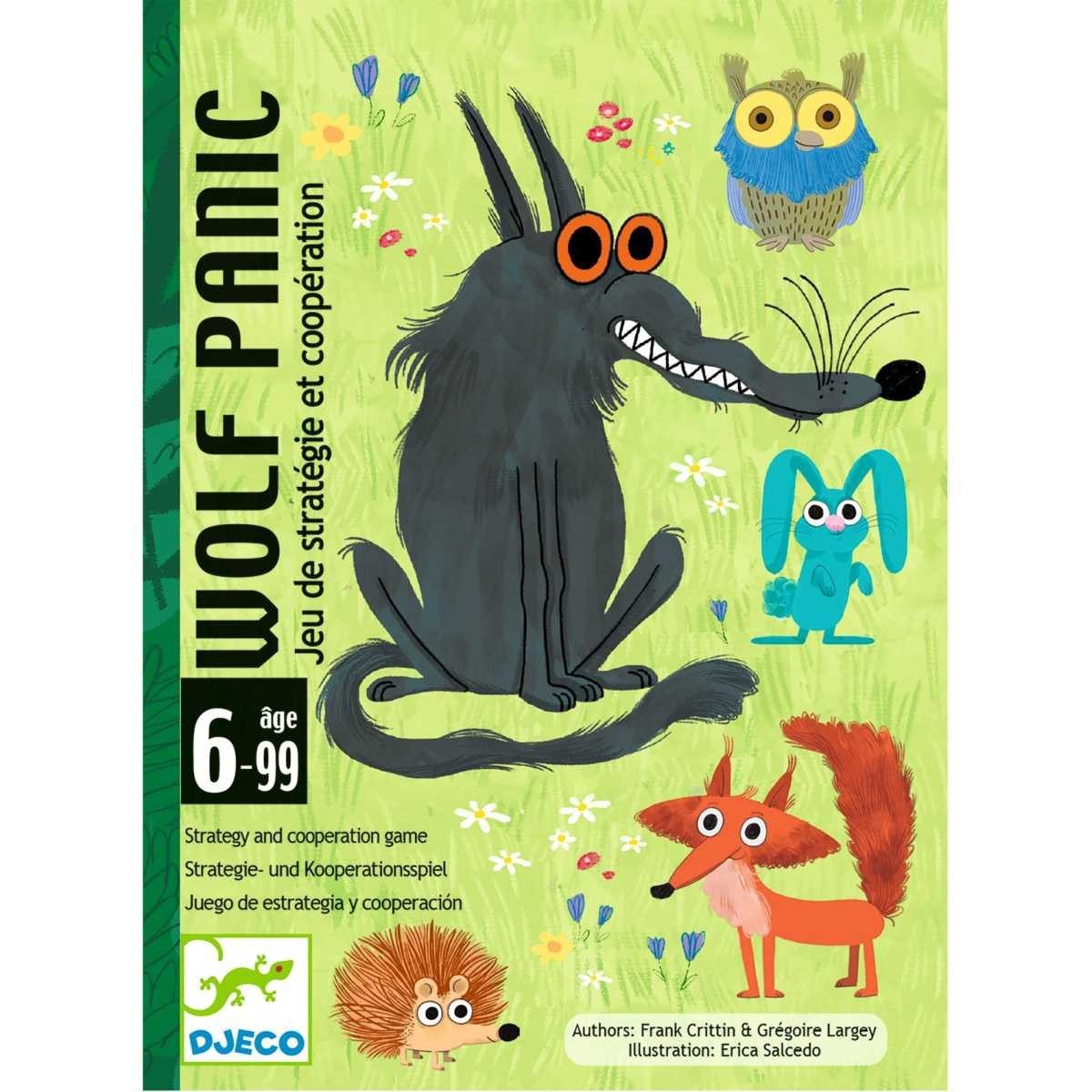 DJECO Spiel WolfPanic Strategiespiel mit Märchenthema für Kinder, Kartenspiele: WolfPanic, kooperatives Legespiel