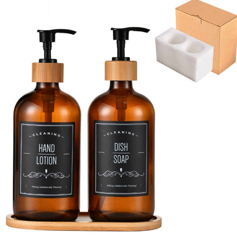 Caterize Seifenspender mit Tablett, Shampoo Lotion Handseifenspender für Küche Arbeitsplatte, (2-tlg)