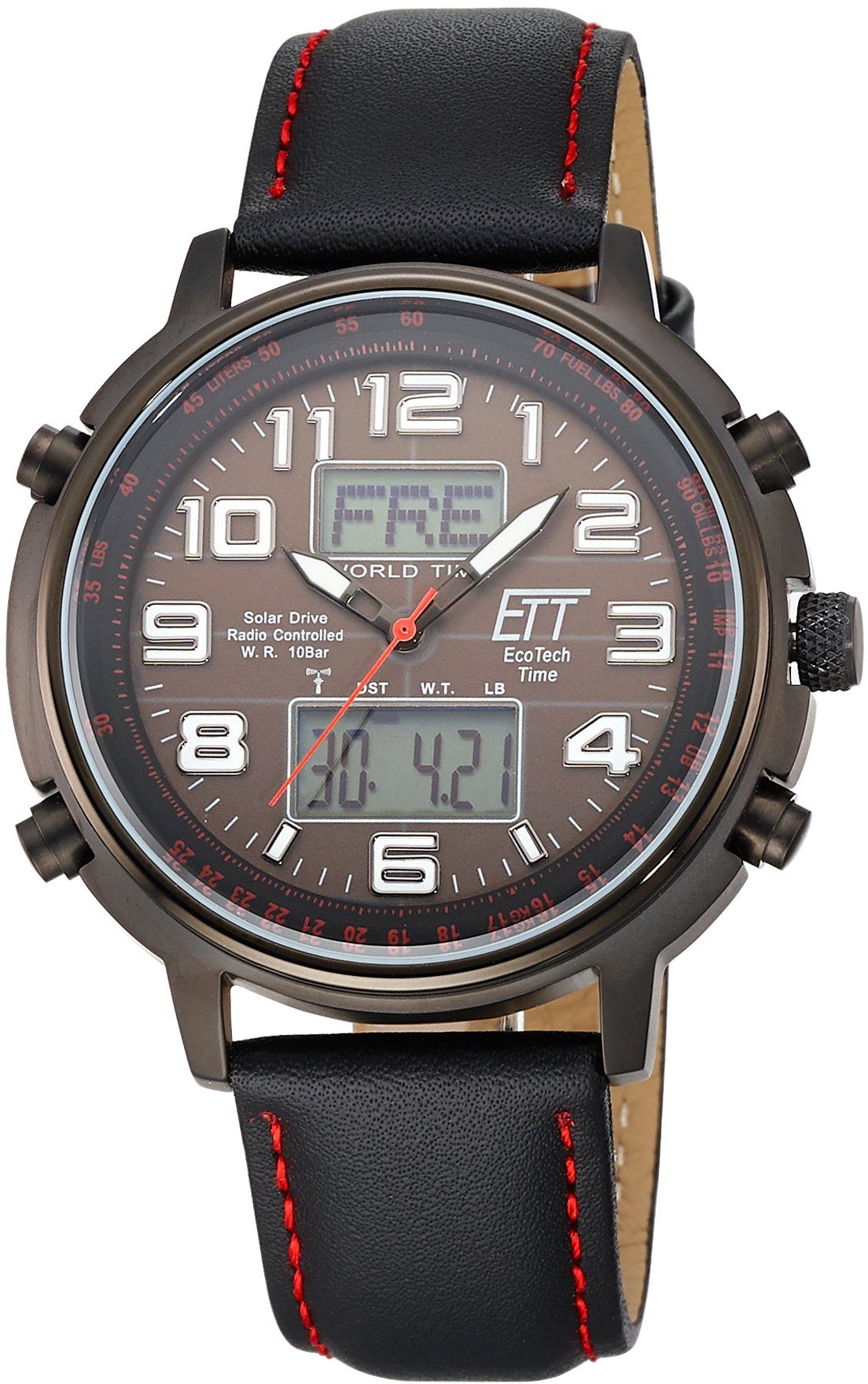 ETT Funkchronograph Hunter, EGS-11452-22L, Armbanduhr, Herrenuhr, Stoppfunktion, Datum, Solar