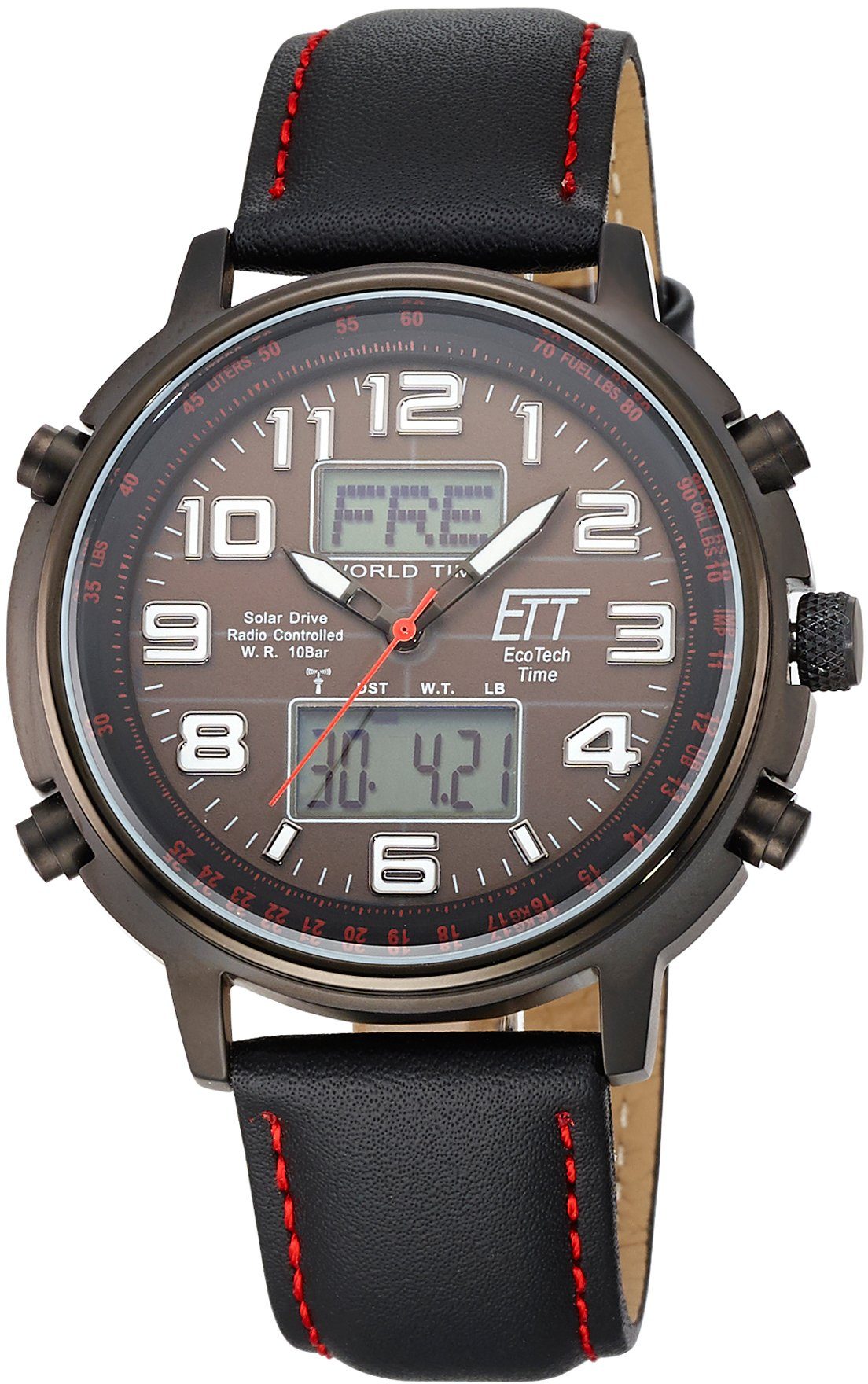 ETT Funkchronograph Hunter, EGS-11452-22L, Solar, Edelstahlgehäuse, schwarz  IP-beschichtet, Ø ca. 48 mm