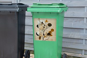 MuchoWow Wandsticker Blumen - Blätter - Baum - Pastell (1 St), Mülleimer-aufkleber, Mülltonne, Sticker, Container, Abfalbehälter