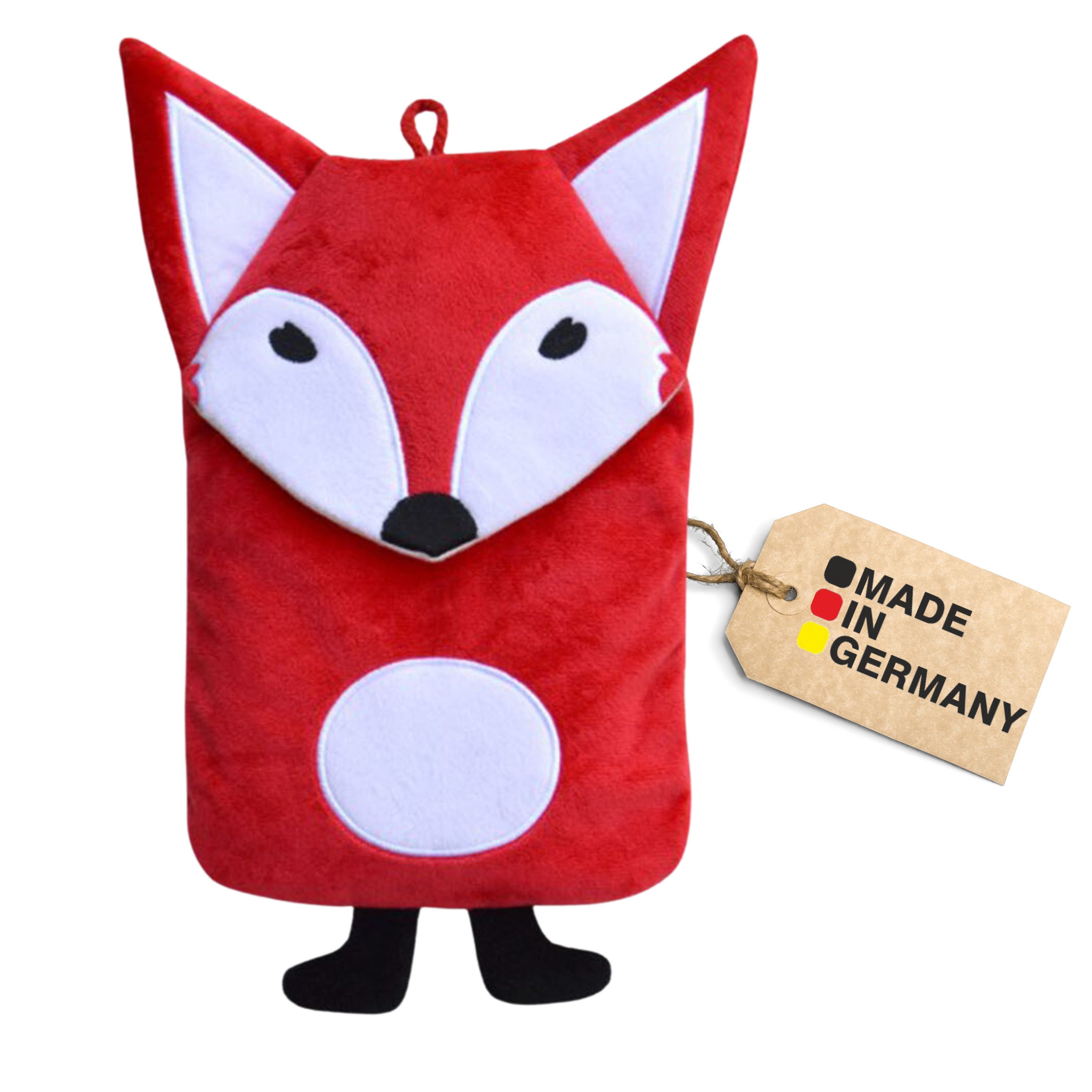 Hugo Frosch Wärmflasche - Kinder Öko-Wärmflasche 0,8 l mit Bezug Fuchs, Made in Germany - rot