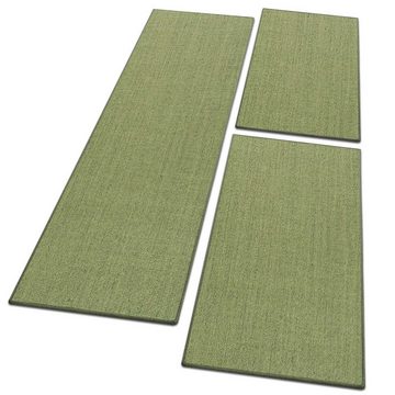 Bettumrandung Sylt Grün, 3 Größen, Teppichläufer, ideal im Schlafzimmer Floordirekt, Höhe 6 mm, (3-tlg), Sisal, 1A