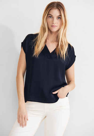 STREET ONE Satinbluse Solid V-Neck Top with Drop mit V-Ausschnitt
