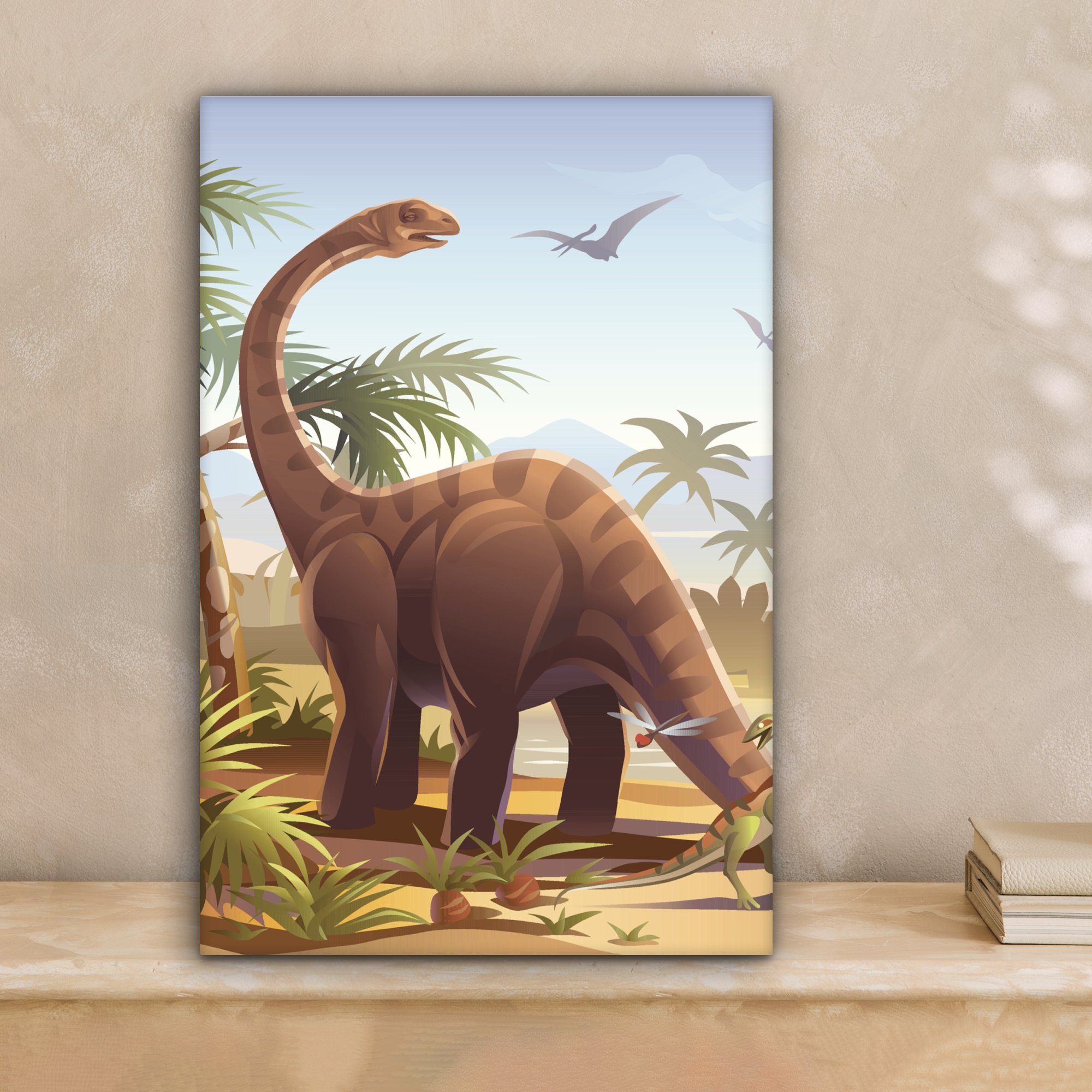OneMillionCanvasses® Leinwandbild Dinosaurier - Landschaft - günstig online kaufen