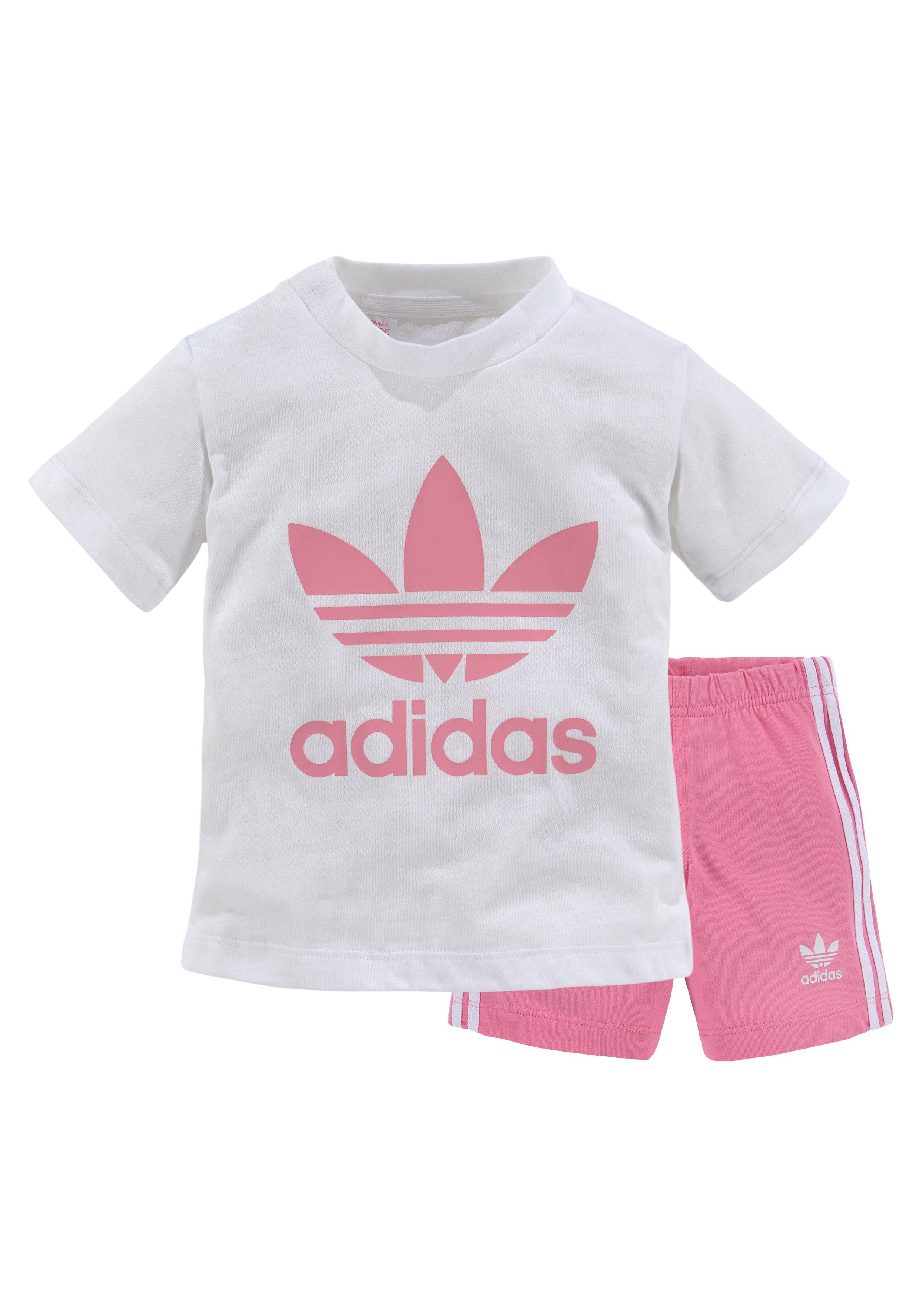 adidas Originals White SHORTS Pink & Bliss Shorts UND SET TREFOIL (Set) / T-Shirt