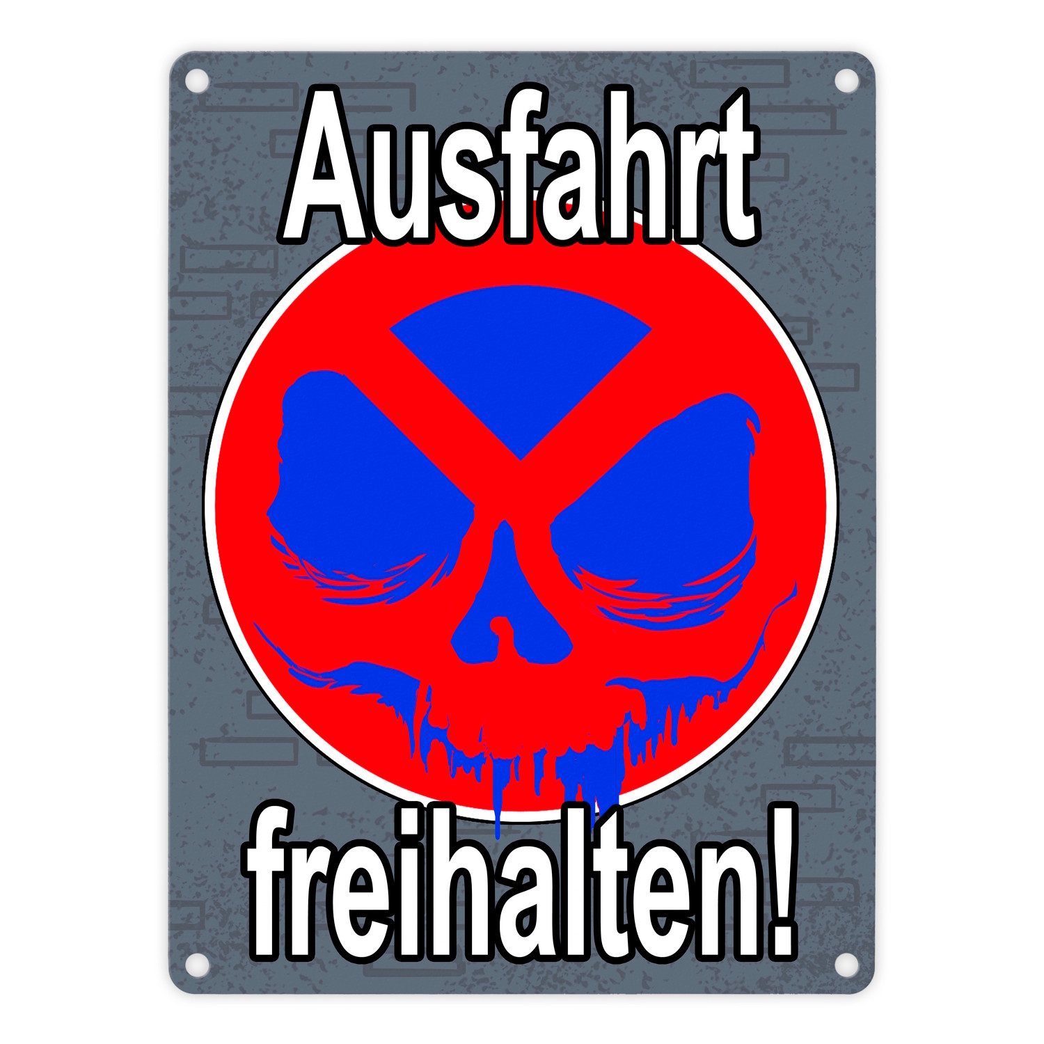 Metallschild Metallschild in 15x20 cm Totenkopf Motiv Ausfahrt freihalten!