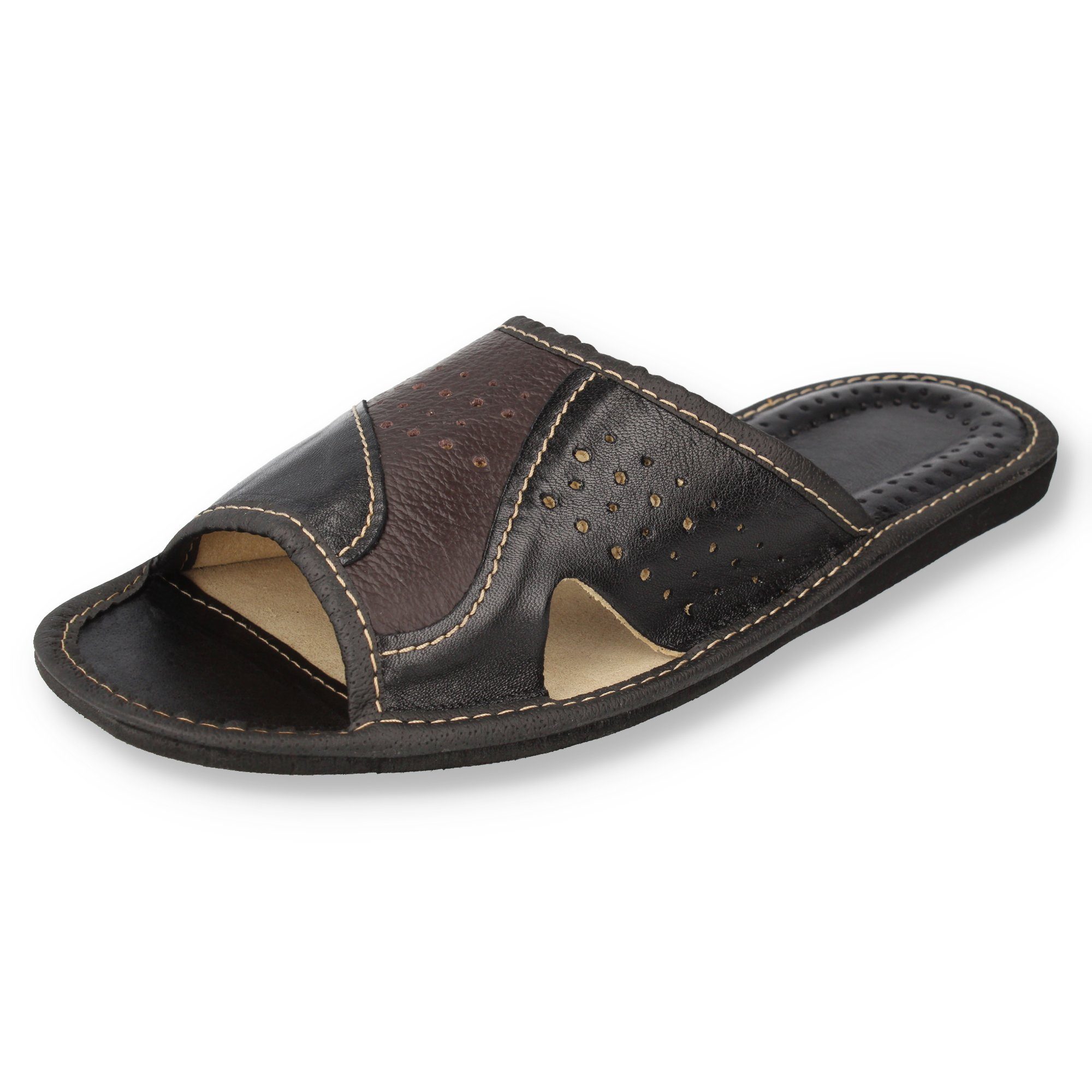 filsko Rimini Elegante Leder Pantoletten für Herren Hausschuh
