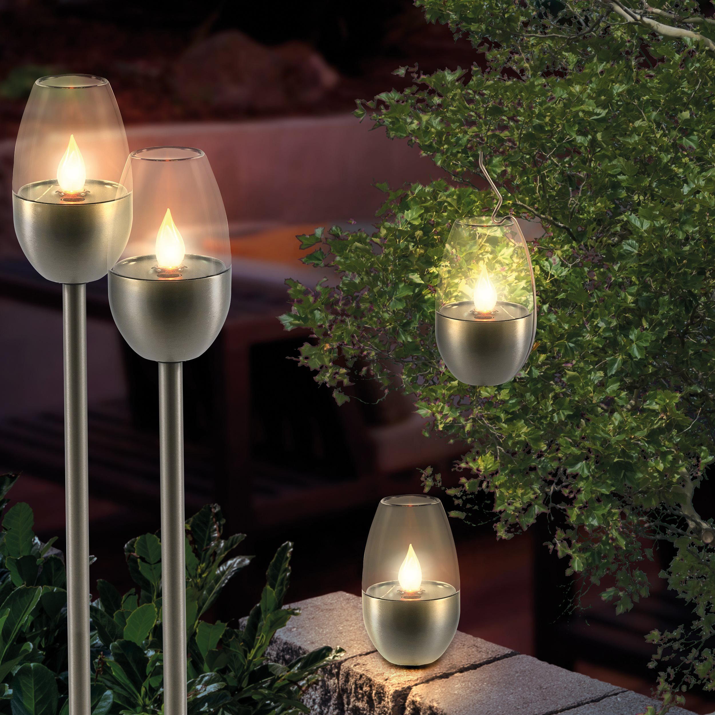 esotec Outdoorkerze Universelle Solarleuchten "Tayo" im 4er-Set