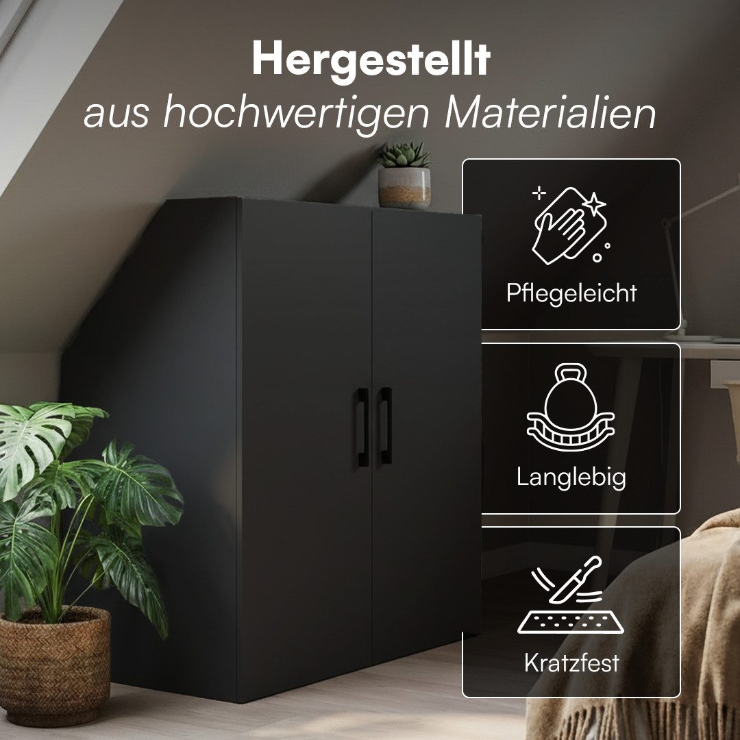 Bellamio Regal Aland Dachschrägenregal mit 45°-Winkel, Regal für Dachschrägen, Schwarz, 90 cm breit mit 2 Türen, verfügbar mit & ohne Türen – Bild 4 von 5