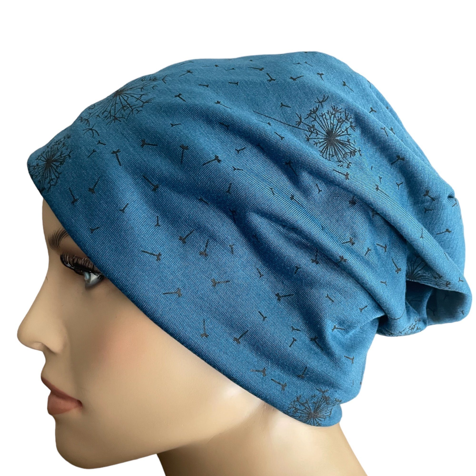 Longbeanie Pusteblume, Slouch Taschen4life Sommermütze Motiv Damen Beanie Beanie, leichte petrol Mütze