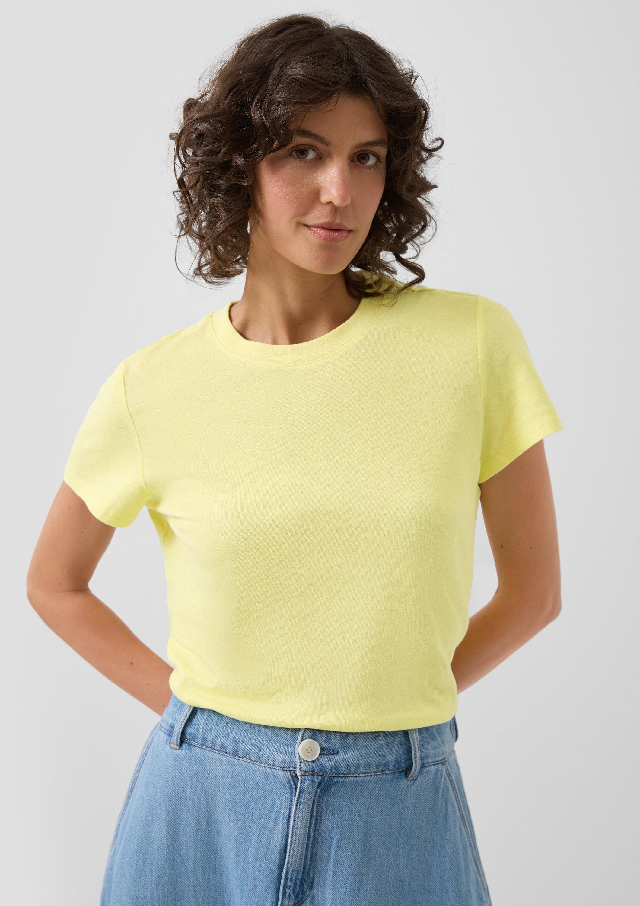 s.Oliver Kurzarmshirt T-Shirt Weiches T-Shirt aus Leinenmix mit Rundhalsaus günstig online kaufen