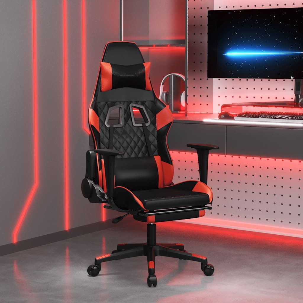 Gaming-Stuhl Kunstleder Schwarz Rot 64x60x(117-127) cm