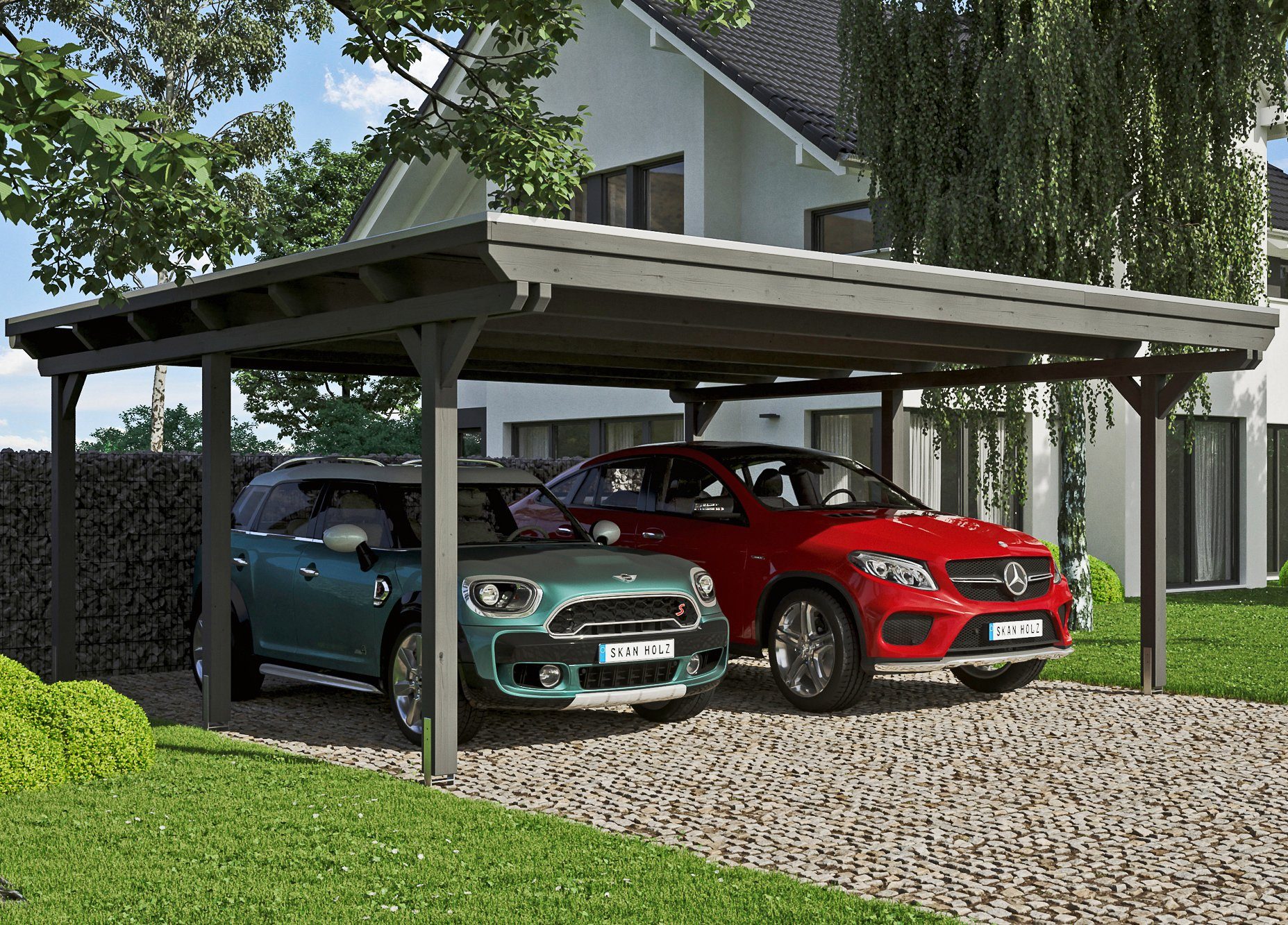 Skanholz Doppelcarport Emsland, BxT: 613x604 cm, 223 cm Einfahrtshöhe | Carports