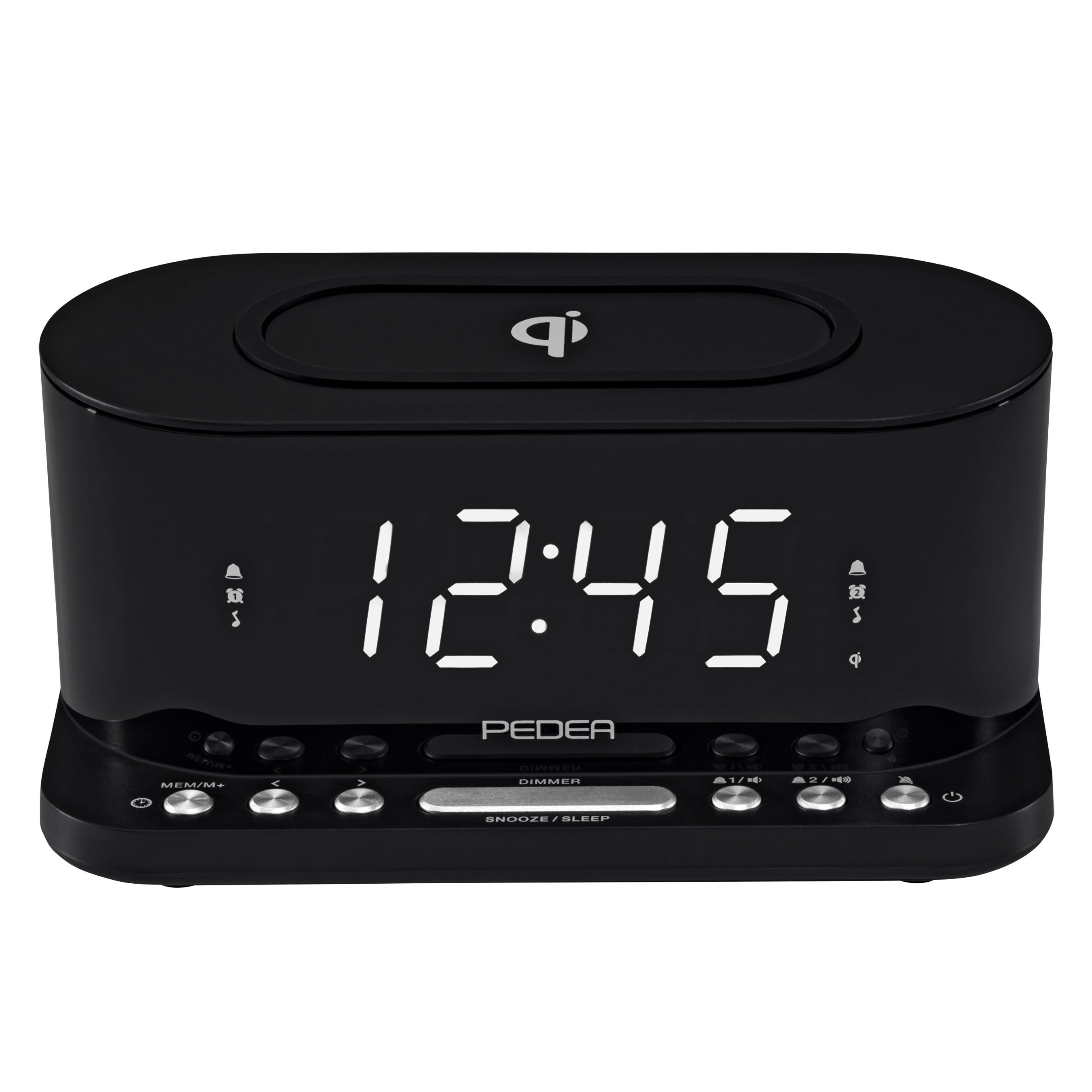 QI-Charging PEDEA Funktion, Radiowecker 2 Snooze-Funktion Radio, LED-Bildschirm, FM Weckzeiten, Sleep mit &