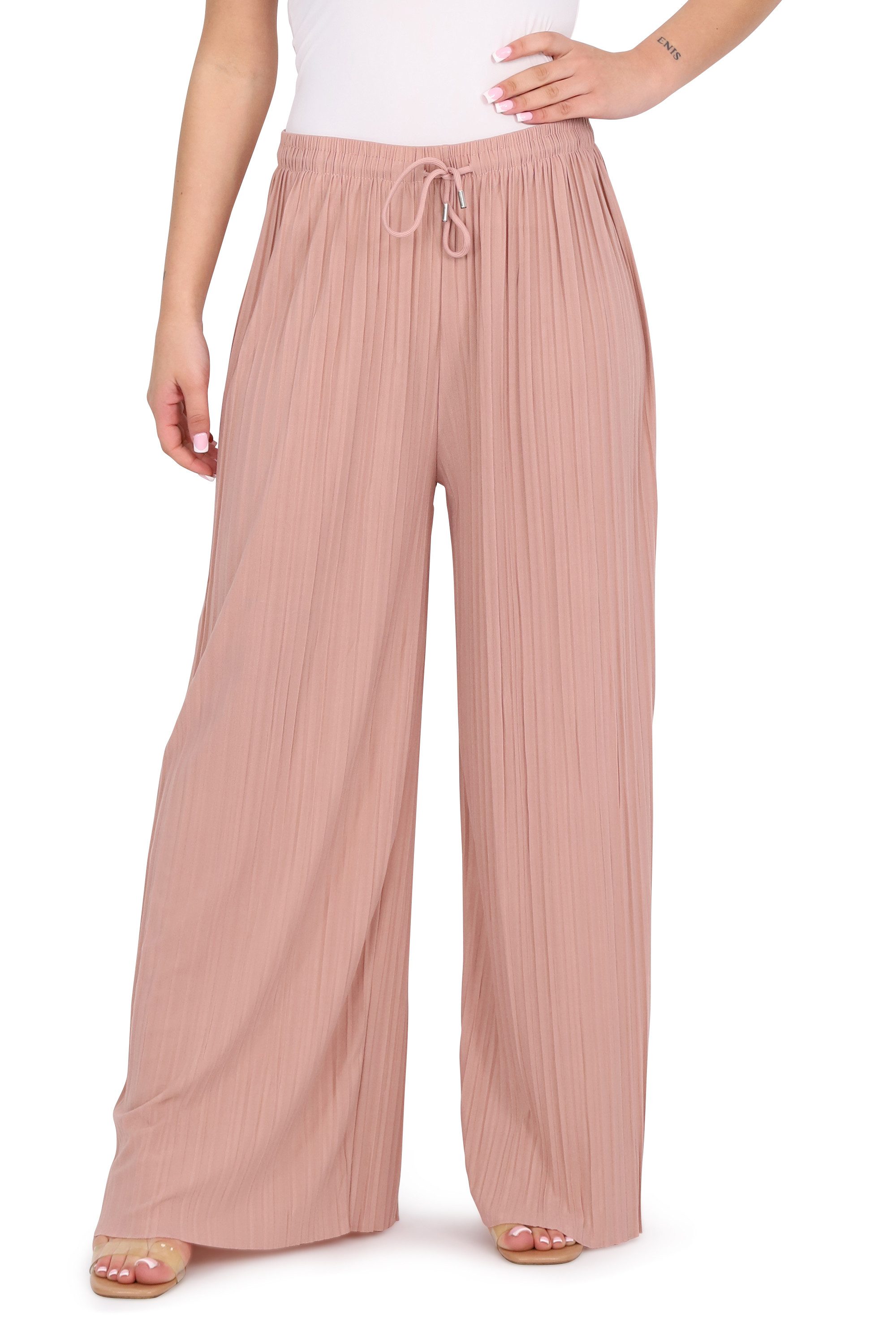 malito more than fashion Palazzohose Damen Plissee-Hose 883 Plissee Schlupfhose mit elastischem Bund 883