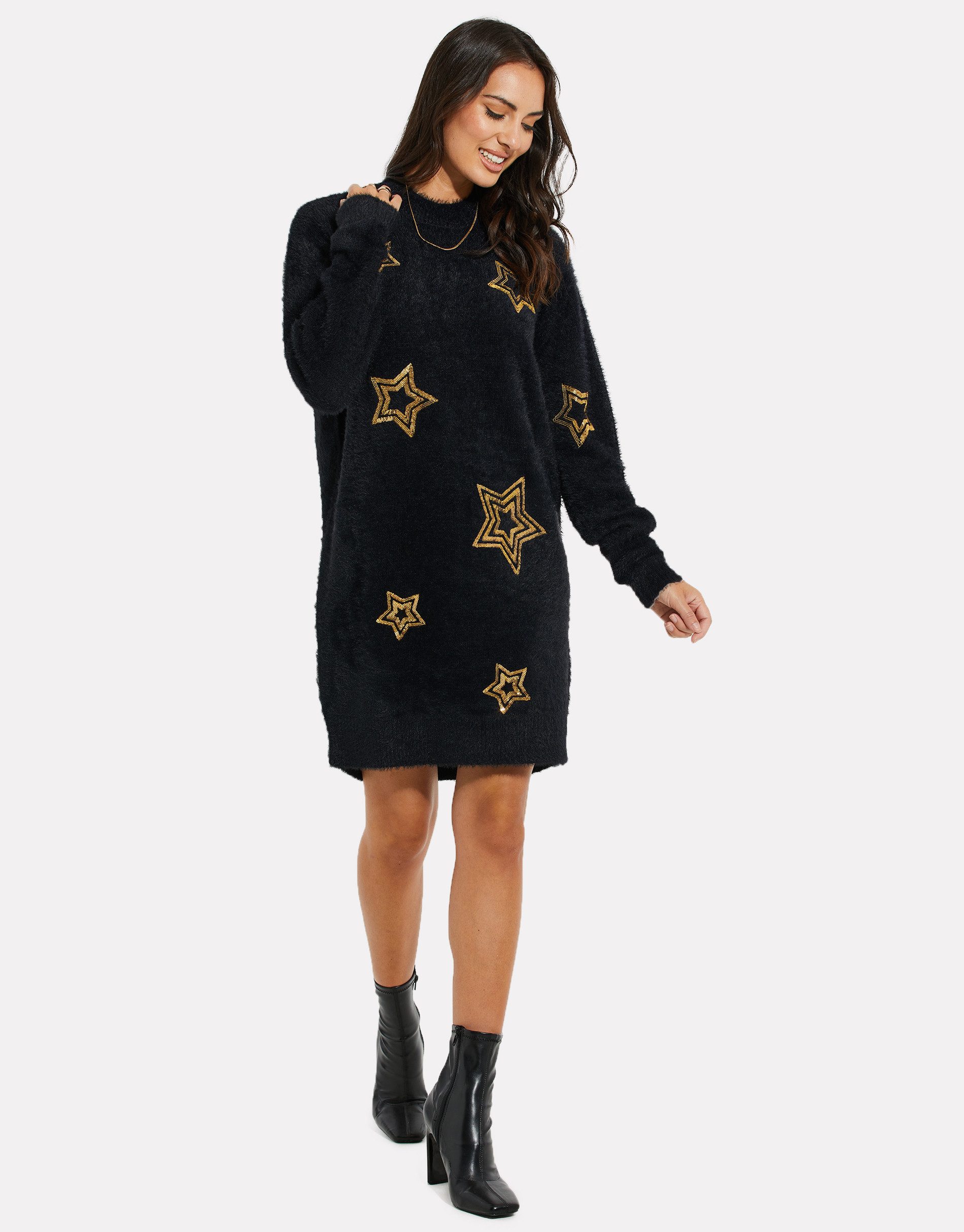 Threadbare Jerseykleid Stars Xmas mit glitzernden günstig online kaufen