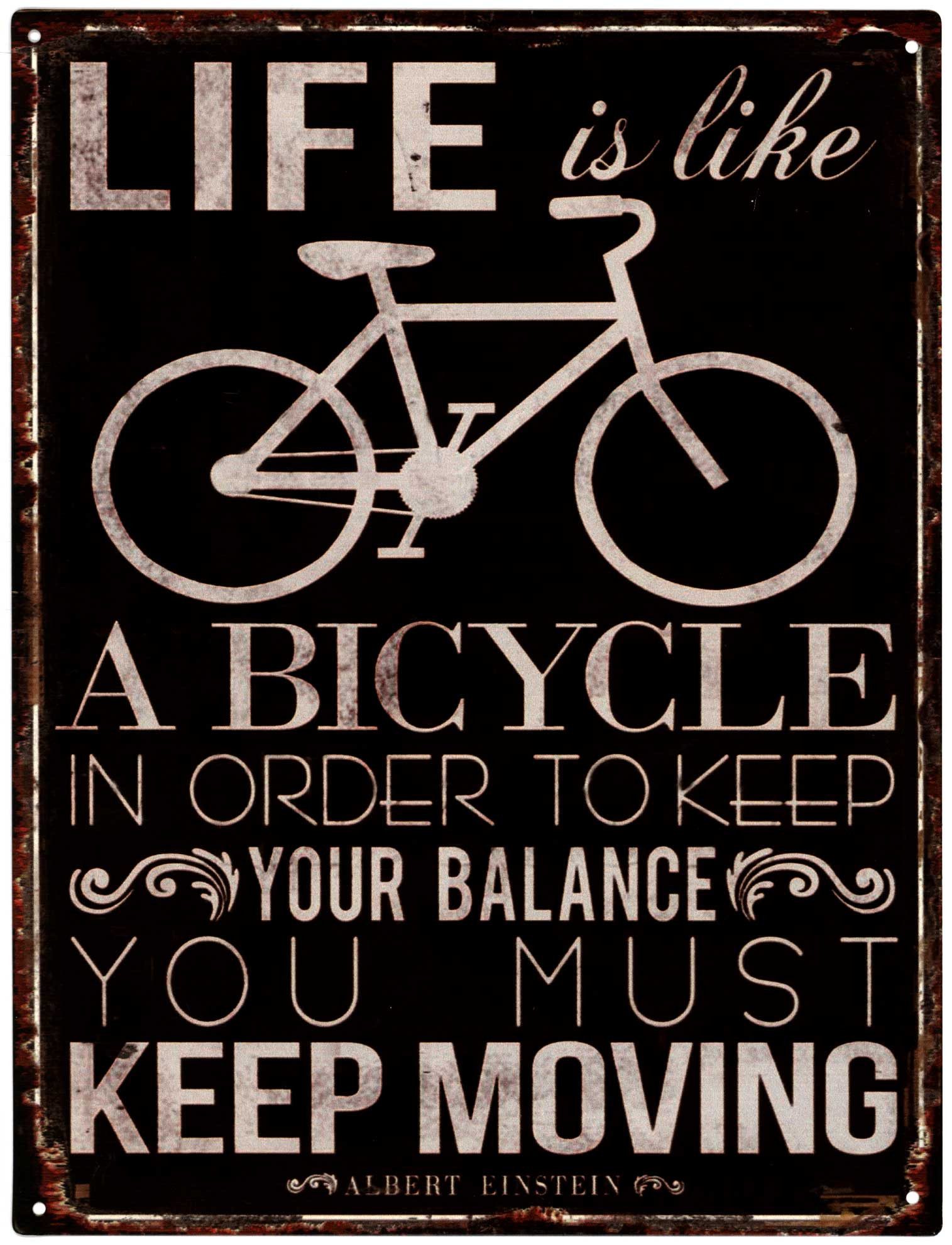 Moritz Metallschild Blechschild Life is Like a Bicycle 25 x 33, (Einzeln), 25 x 33 cm Vintage Retro Deko Schild Metallschild Wandbild Schild