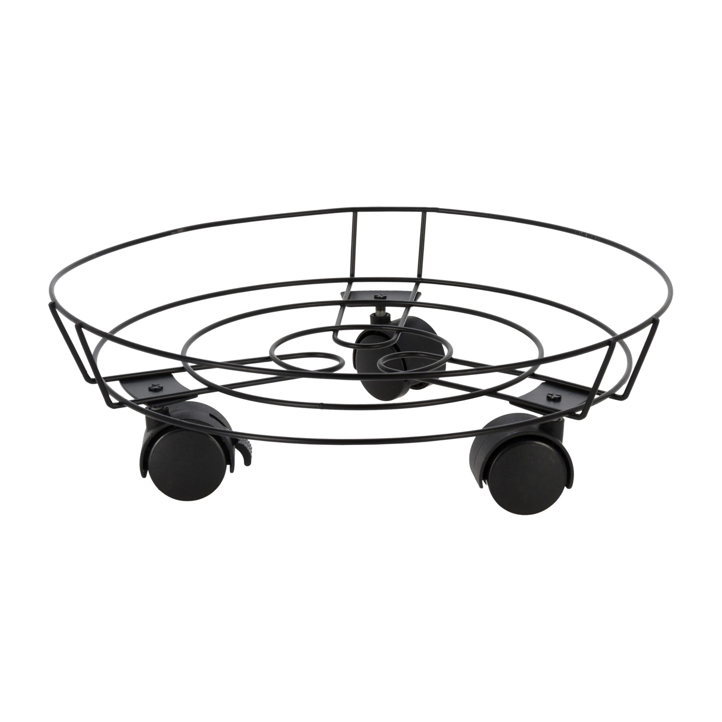 Pflanzenroller Metall Pflanzentrolley schwarz rund - 32 cm