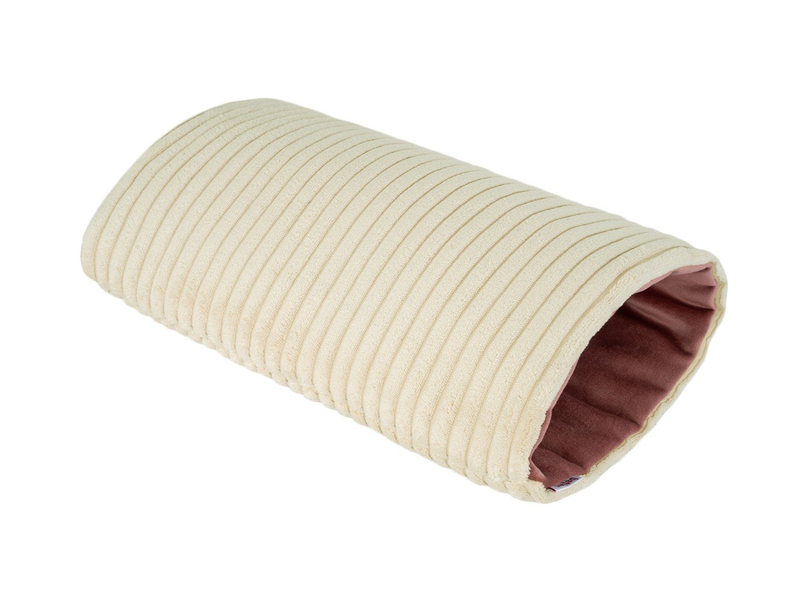 beties Handmuffe HYggelig No.2, trendig weicher Samt Block Cord kreide-beige und altrosa
