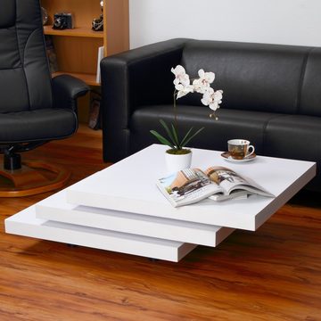 Mucola Couchtisch Couchtisch Beistelltisch Wohnzimmertisch Tisch Designertisch weiß (Stück), 3 Platten, jeweils frei positionierbar