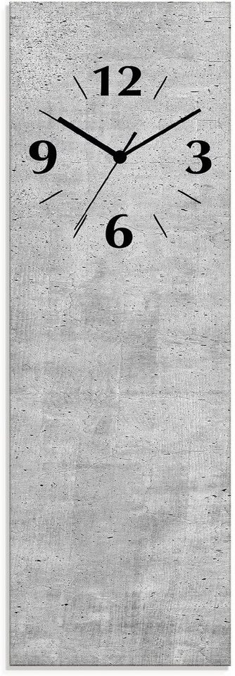 Artland Wanduhr Grauer Beton (wahlweise mit Quarz- oder Funkuhrwerk, lautlos  ohne Tickgeräusche), Moderne Wanduhr mit gut ablesbarem Zifferblatt, 20x60  cm