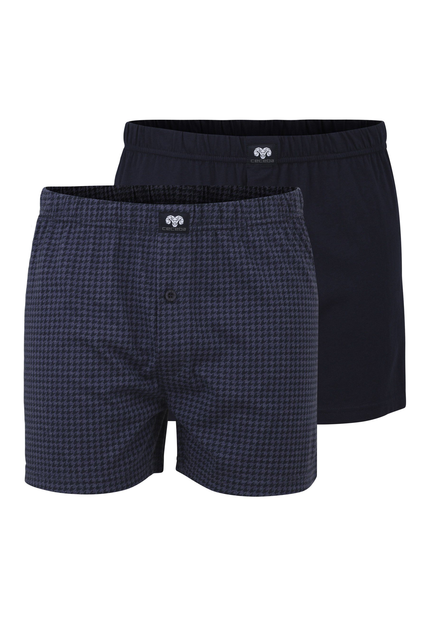 CECEBA Boxershorts CECEBA Herren Boxershort blau längsgestreift 2er P (2-St) blau-mittel-Allover