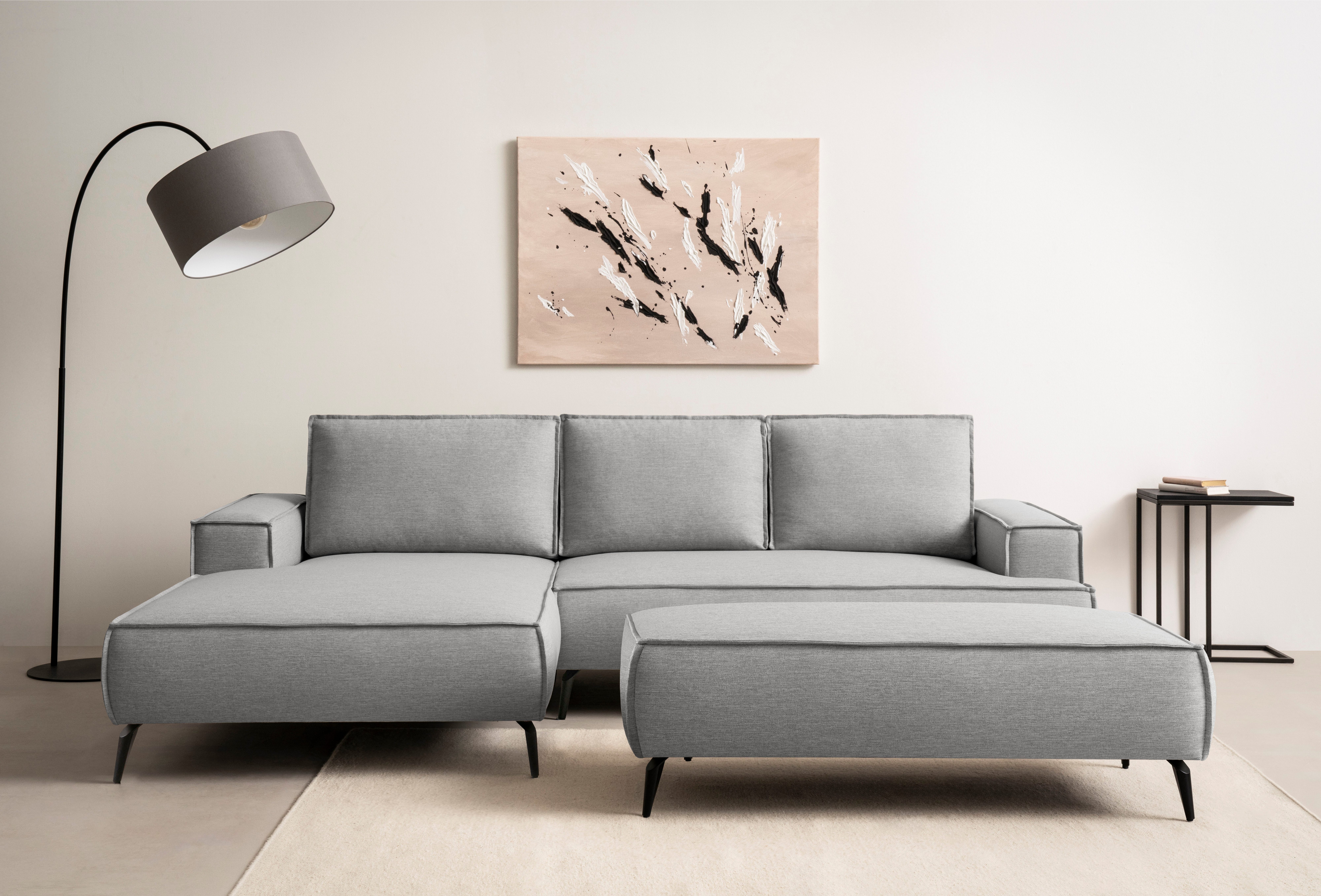 Home affaire Sitzgruppe TVINNU, Polsterecke L-Form, Schlaffunktion, mit Табуретки, (Set), Set, stellbar zum Schlafsofa (Krokodilverbinder)