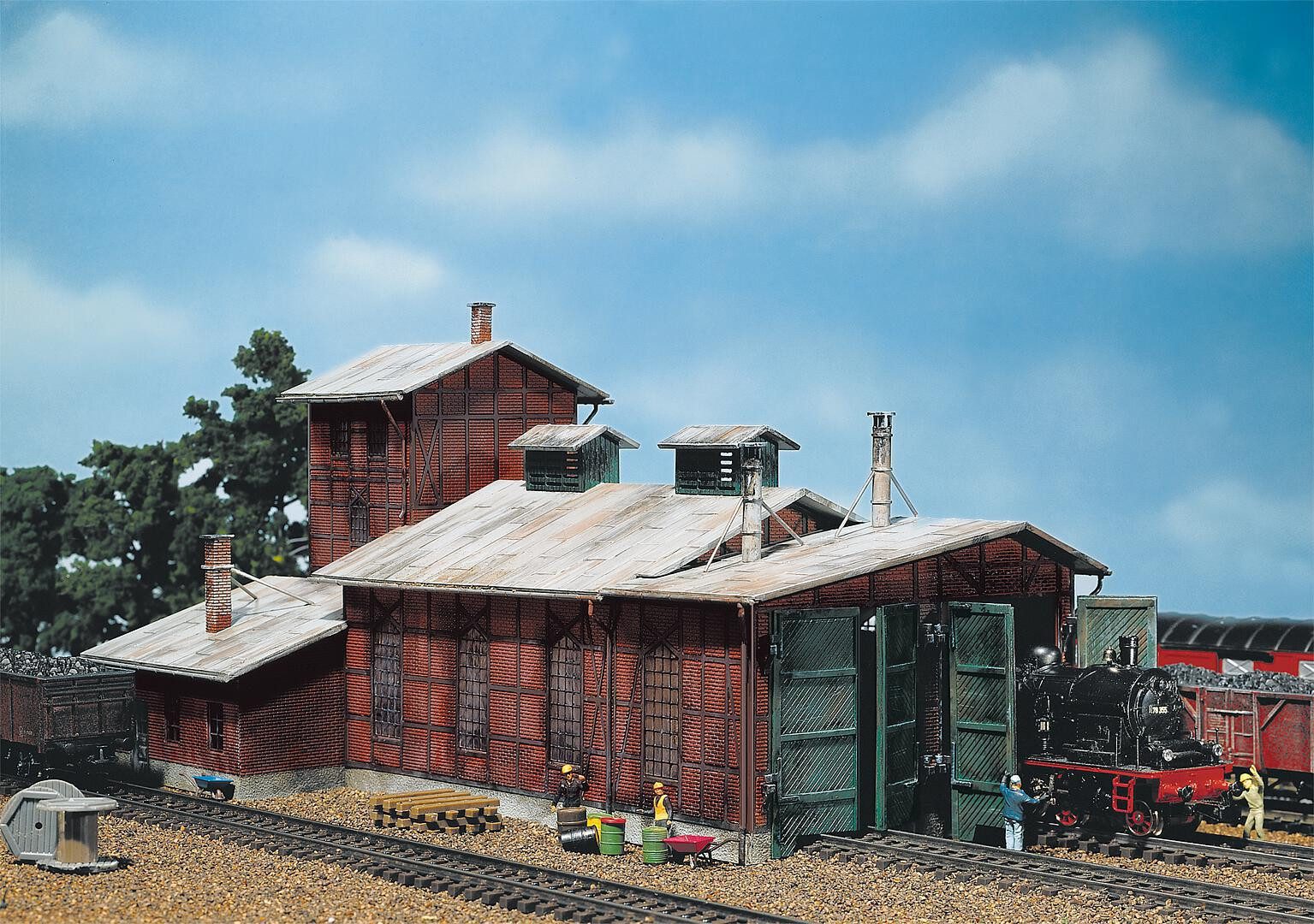 Faller Modelleisenbahn-Gebäude Faller H0 120161 Gebäude-Bausatz Lokschuppen, 2-ständig 1:87, Spur H0