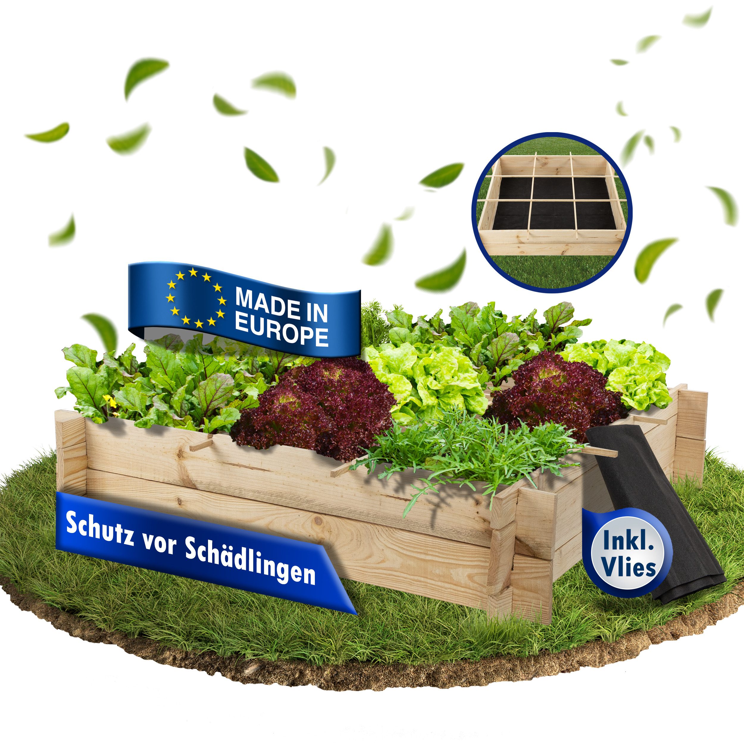 Rellinger Hochbeet 100x100cm Rahmen Hochbeet Holz [Schutz vor