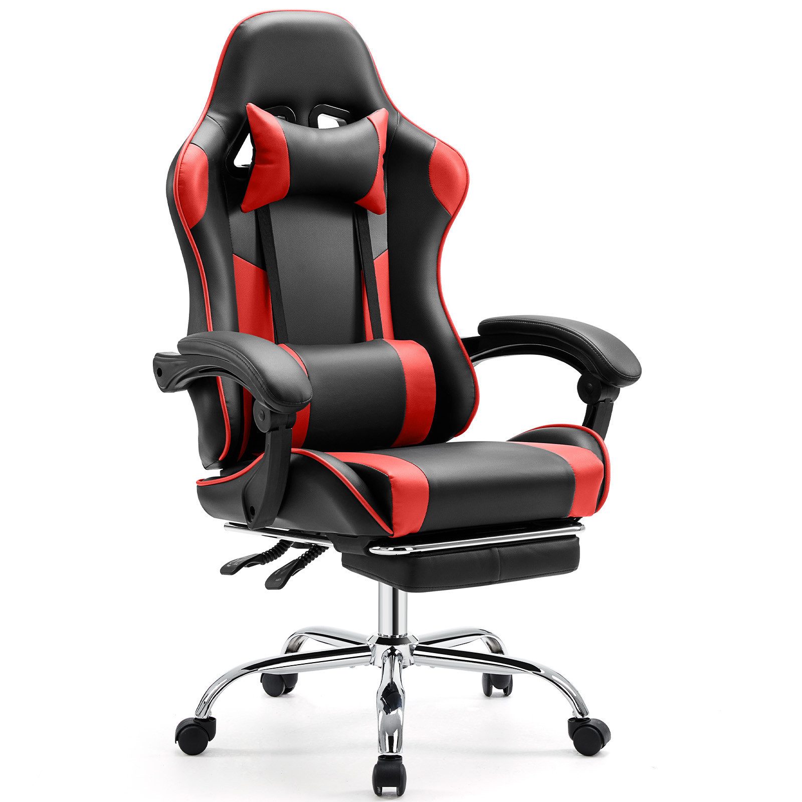 Gaming-Stuhl Ergonomischer Bürostuhl mit Fußstütze Leder Sessel Computerstuhl