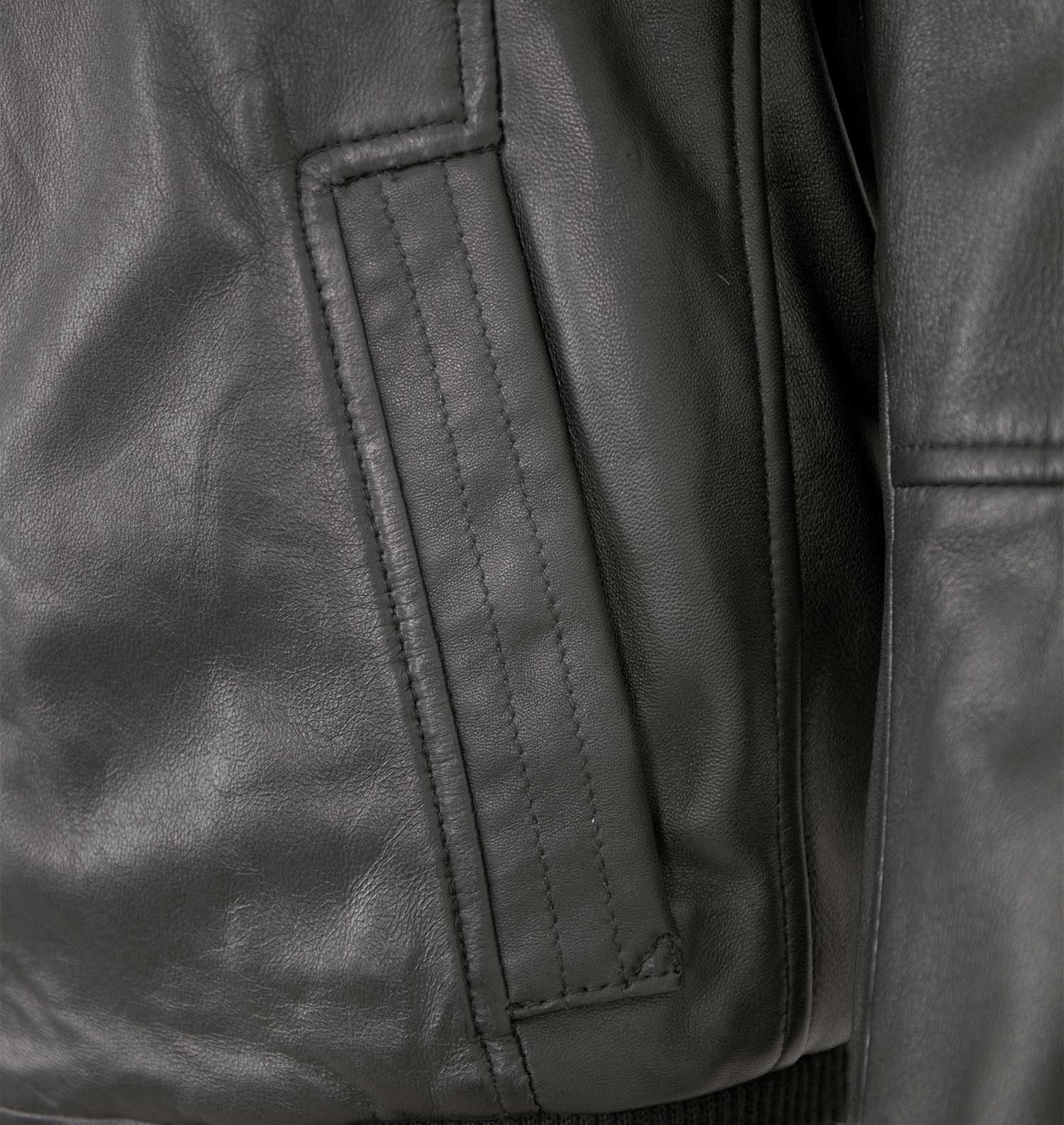 Lederjacken24 Lederjacke Ernesto Bruno Banani - Herren Lederjacke Bomberjacke Lammnappa schwarz – Bild 4 von 5