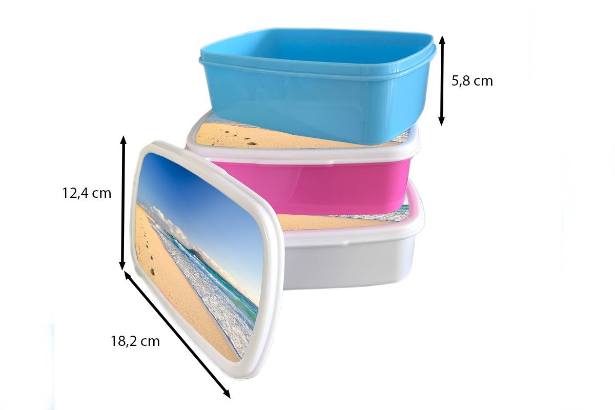 Jungs Kinder MuchoWow Brotbox Erwachsene, Brotdose, Lunchbox Mädchen für Kunststoff, und (2-tlg), weiß für - - und Berge, Strand Meer