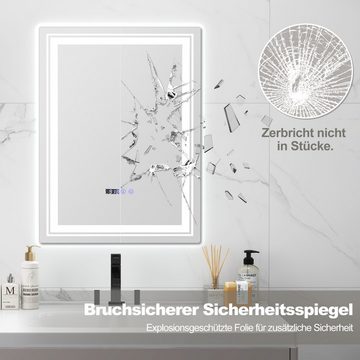 COSTWAY Badspiegel, Touch LED Spiegel, 70 x 50cm rechteckig