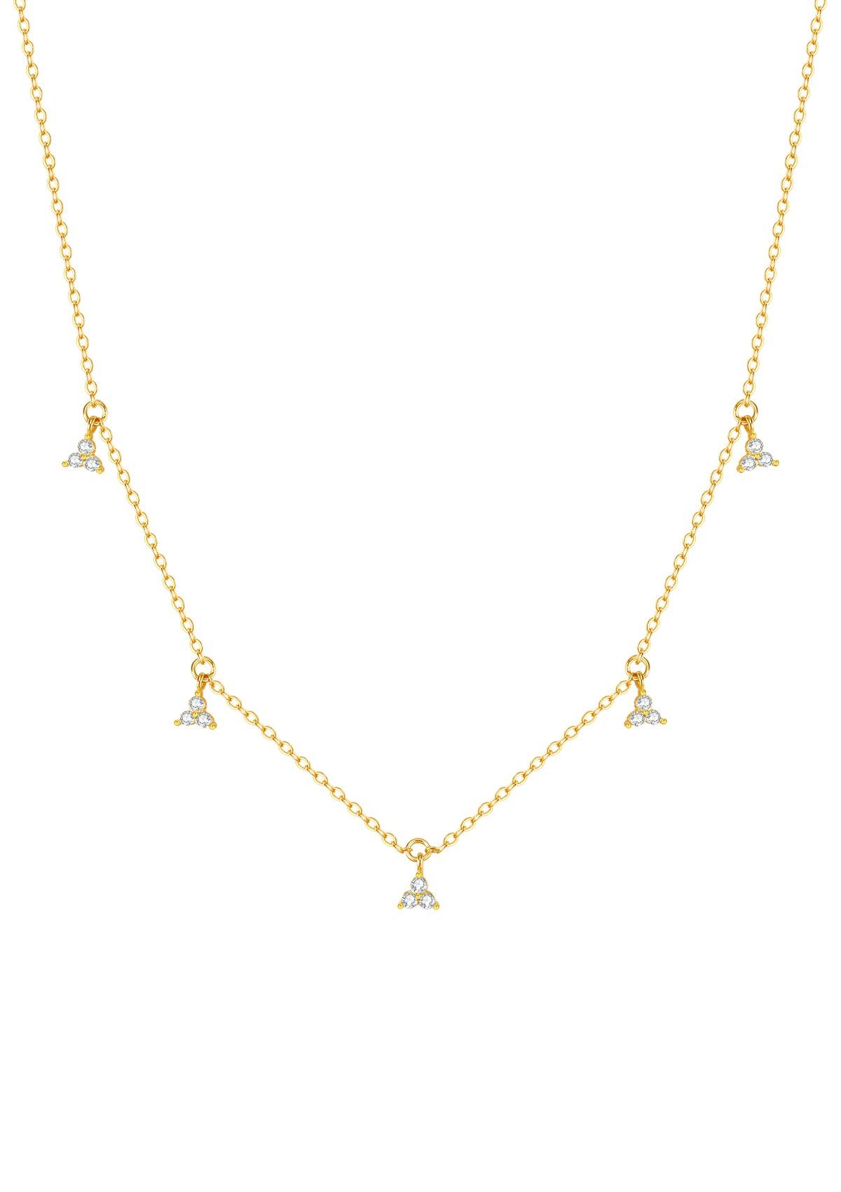 Collierkettchen Kette Damen Silber 925, Kette Dreieck Kristalle