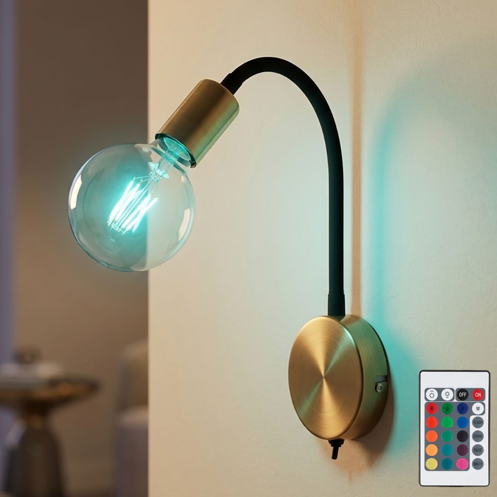 GLOBO LIGHTING LED Wandleuchte, Leuchtmittel inklusive, Warmweiß, Farbwechsel, LED Wandleuchte RGB Farbwechsler Flexo Wandlampe dimmbar goldfarben