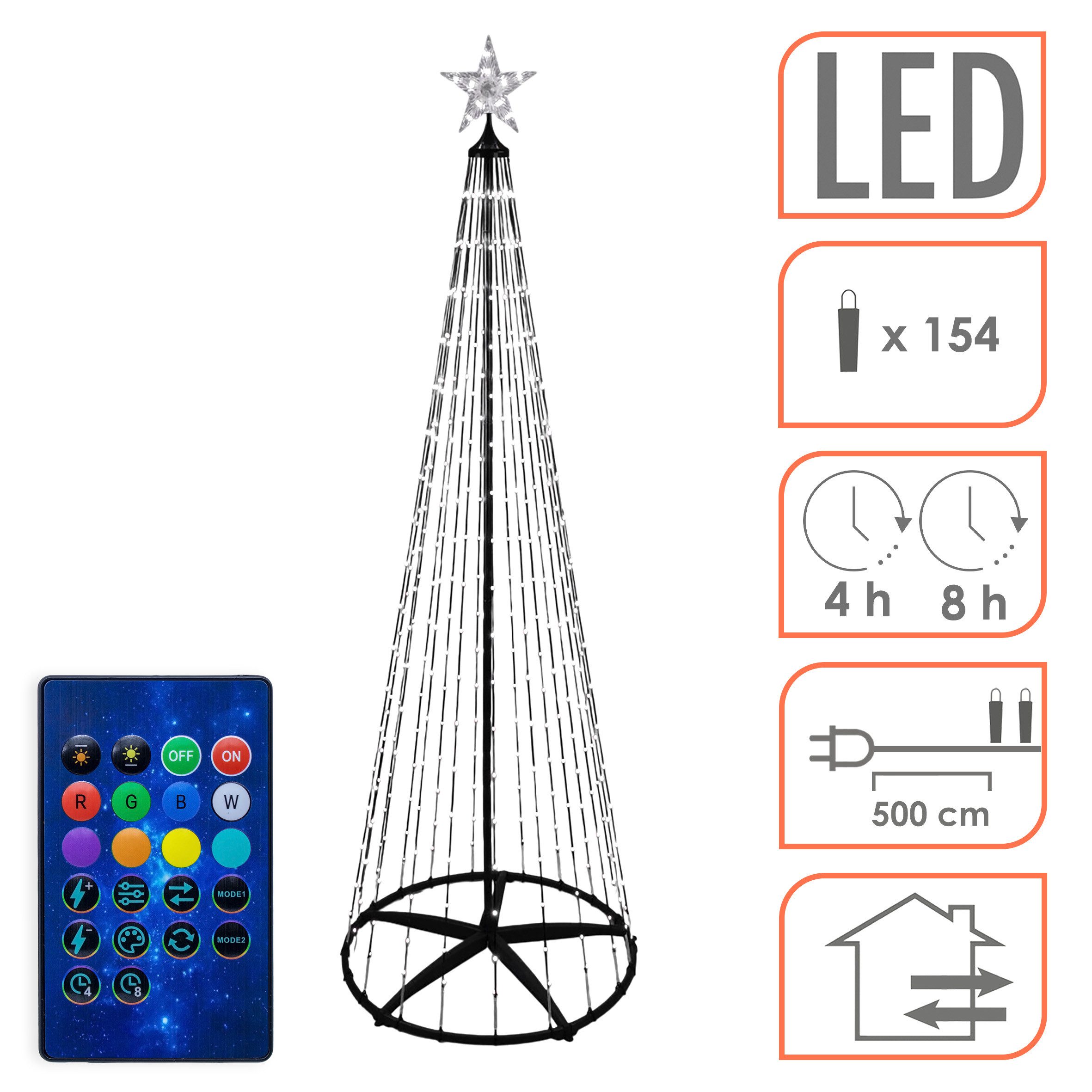 Spetebo LED-Dekofigur Lichterbaum mit Stern Spitze für Außen (Anzahl, 1 St., Stück), mit Fernbedienung und Timer – Bild 3 von 5