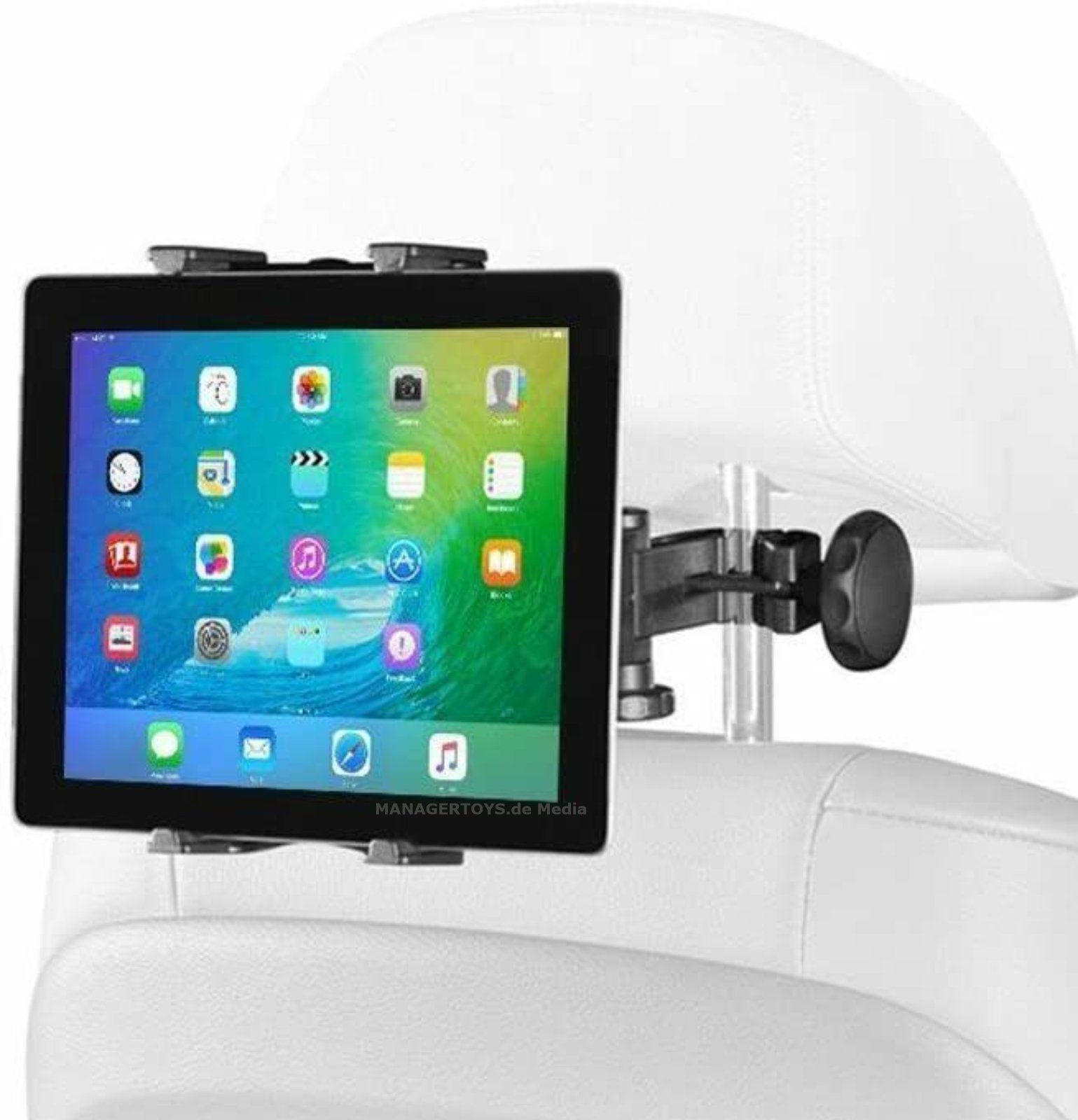 WICKED CHILI Tablet Halterung ausziehbar KFZ Kopfstütze für Apple iPad,  Galaxy Tab, Fire HD, Tablethalterung KFZ Halterung, schwarz