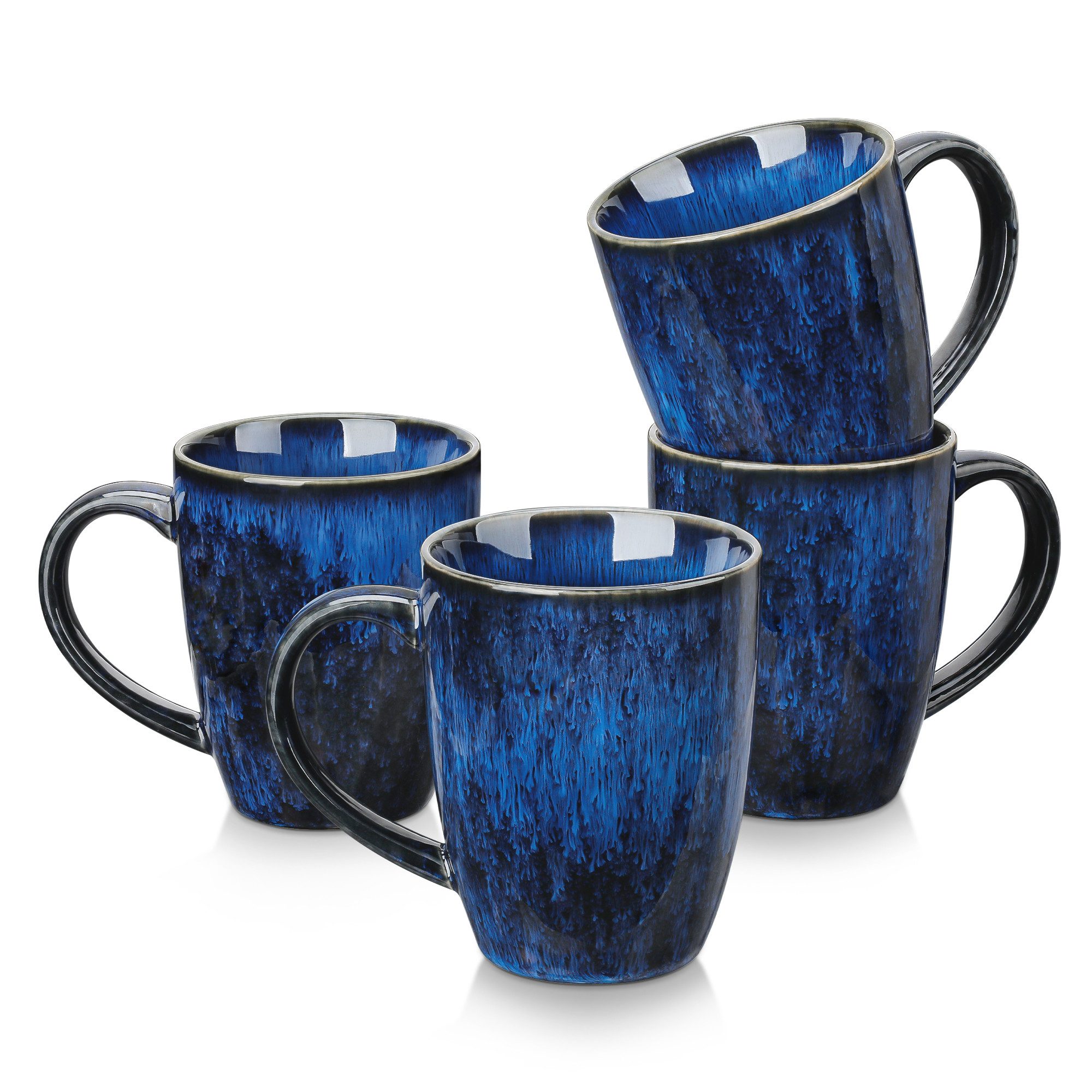 vancasso Becher 4/6-tlg Becher Set, Kaffeetasse für 4/6, Steingut, Reaktivglasur, blau, 4-tlg., Steingut