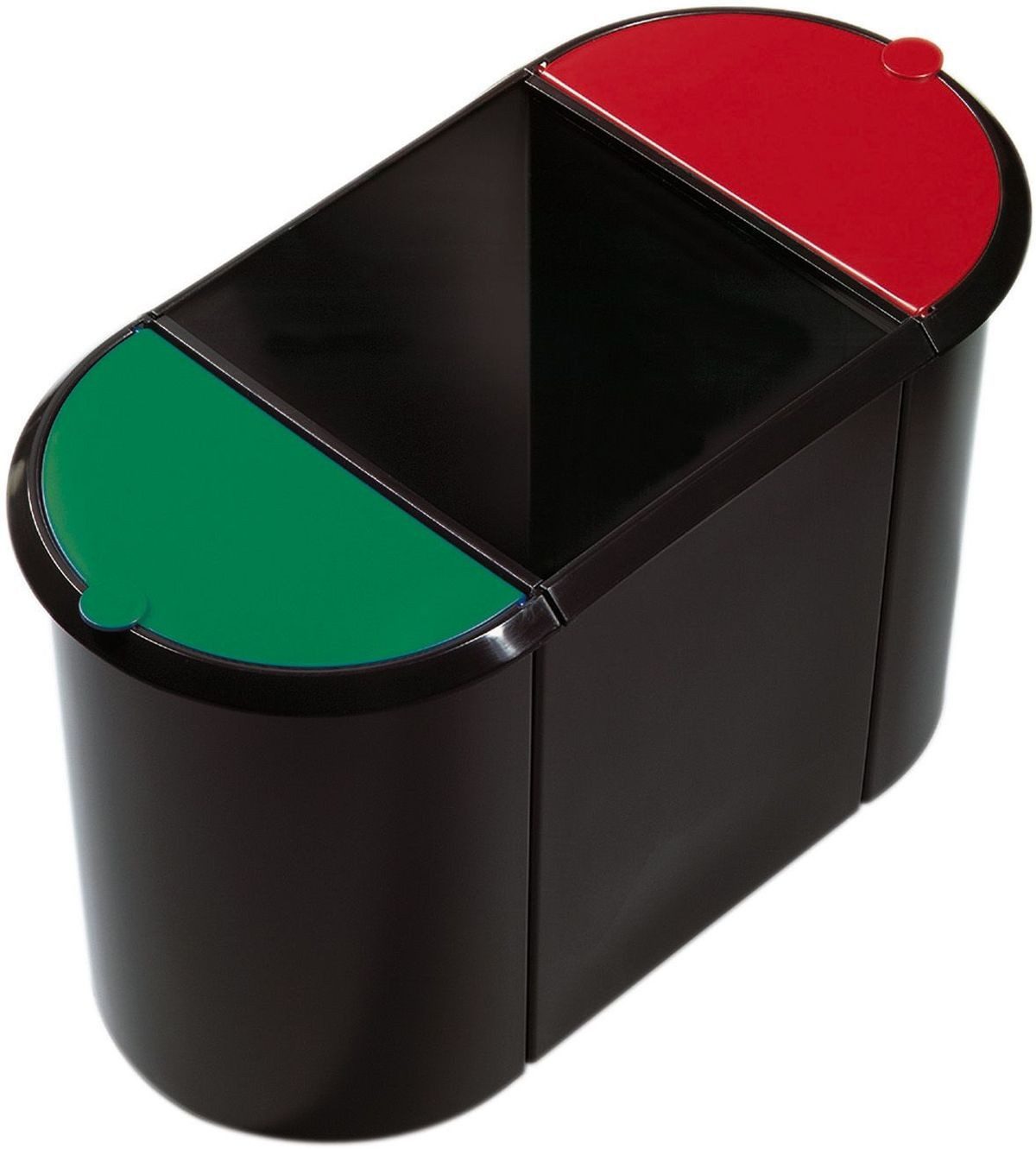 HELIT Papierkorb Trio-System-Papierkorb 38l schwarz/rot/grün