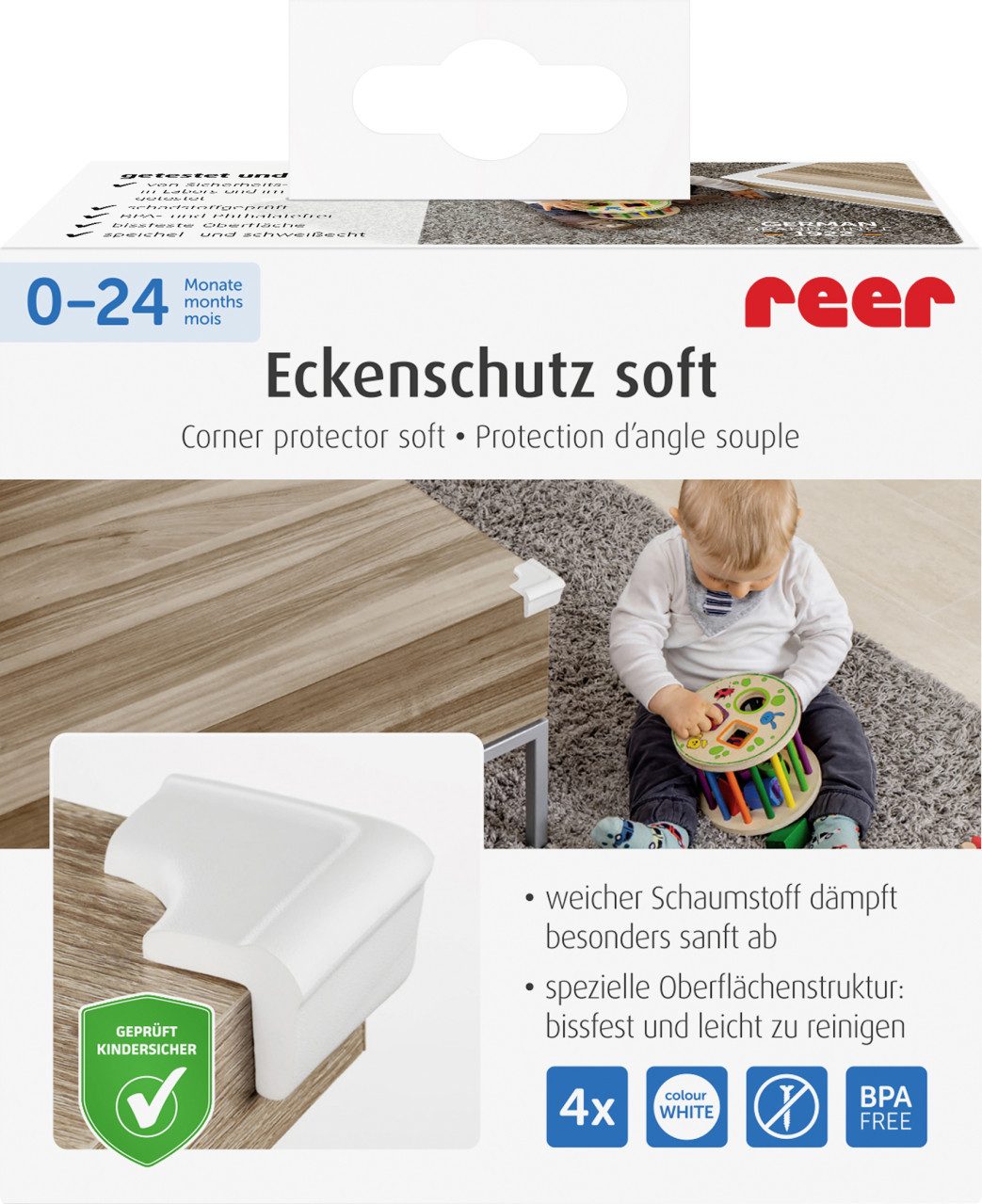 Reer reer Eckenschutz soft weiß 4 Stück Kinder-Sicherheitsgurt