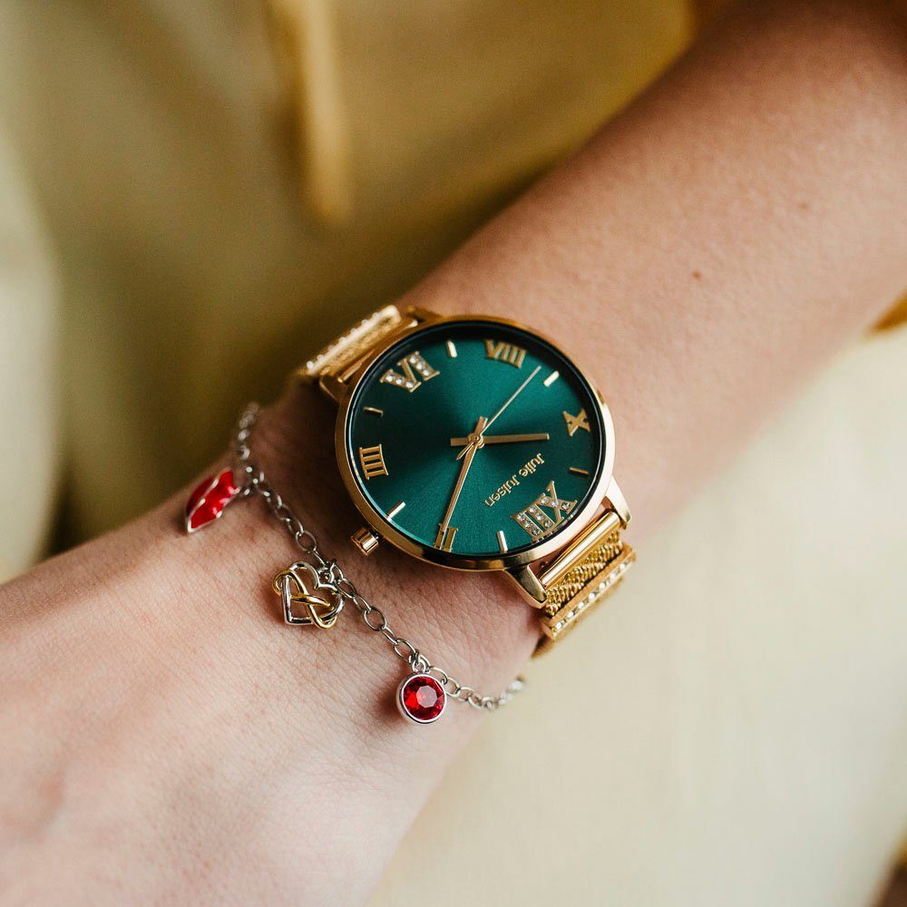 Julie Julsen Uhrencharmeinhänger Charming Red Lips, JJCG28645-4, Herz, Unendlichkeit, Uhrenkette, Accessoire, Geschenkidee