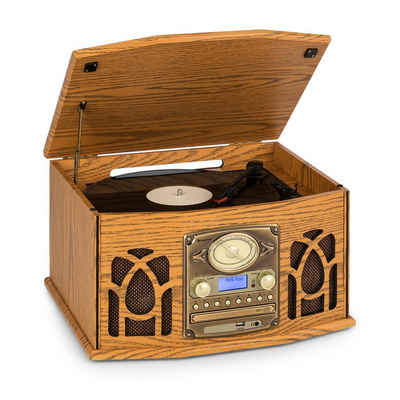 Auna »NR-620 DAB Stereoanlage Holz Plattenspieler DAB+ CD-Player braun« Plattenspieler (Bluetooth)